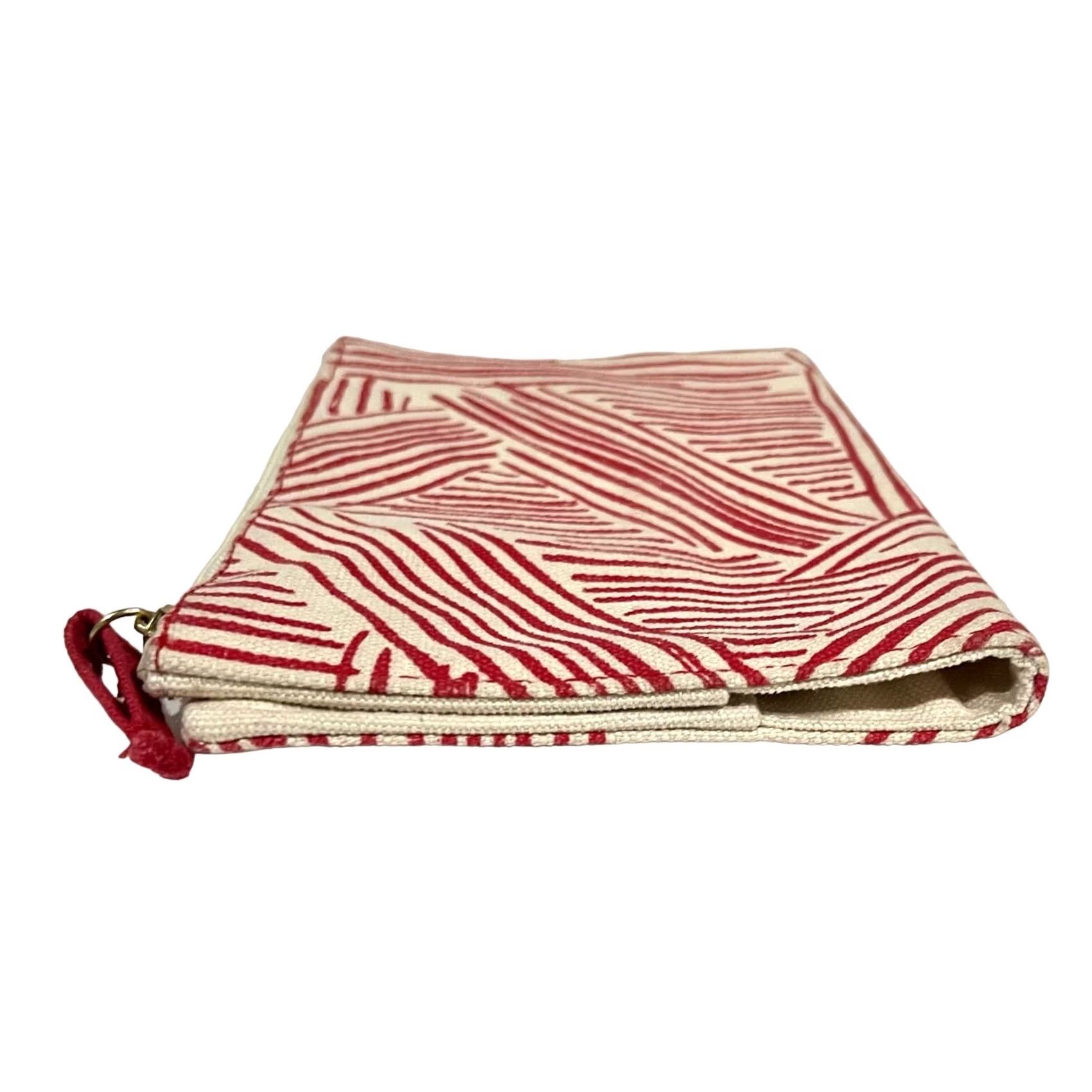 Vintage Mara mi Wallet Pouch Organizer Red Beige Canvas Bi-Fold Zipper Purse Size ONE SIZE - 6 Thumbnail