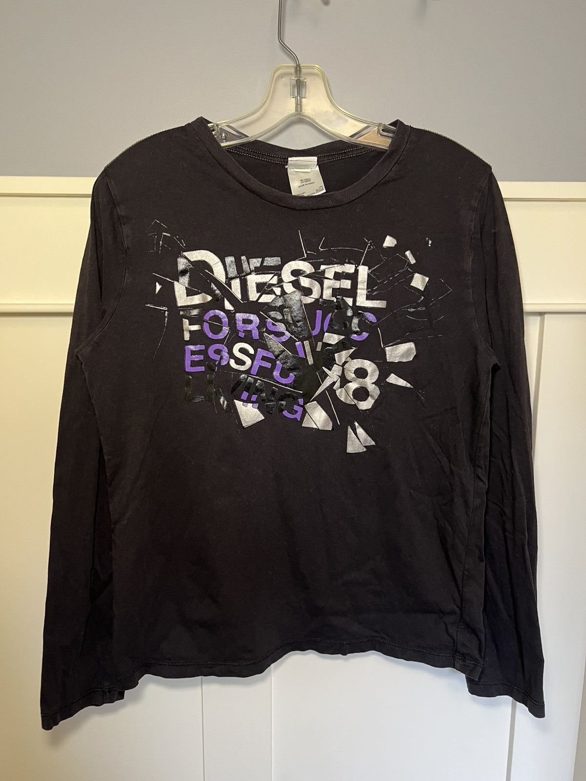Diesel Vintage Diesel shattered glass logo print longlseeve shirt Size US L / EU 52-54 / 3 - 1 Thumbnail