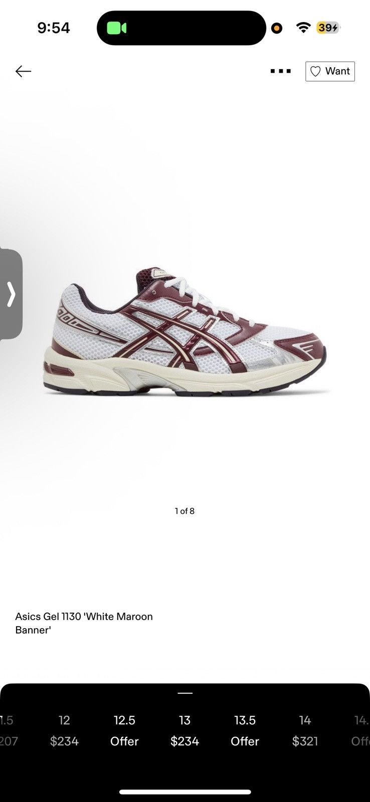 Asics Asics white maroon Size US 13 / EU 46 - 1 Thumbnail