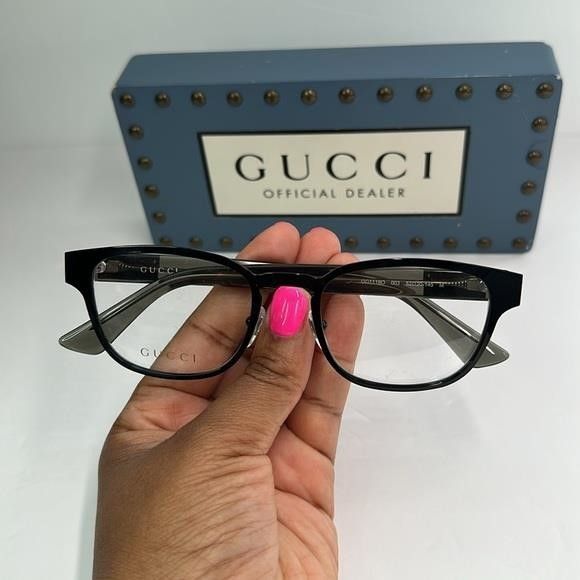 Gucci Gucci GG1118O 003 Eyeglasses Men's Black/Grey Full Rim Squar Size ONE SIZE - 3 Thumbnail