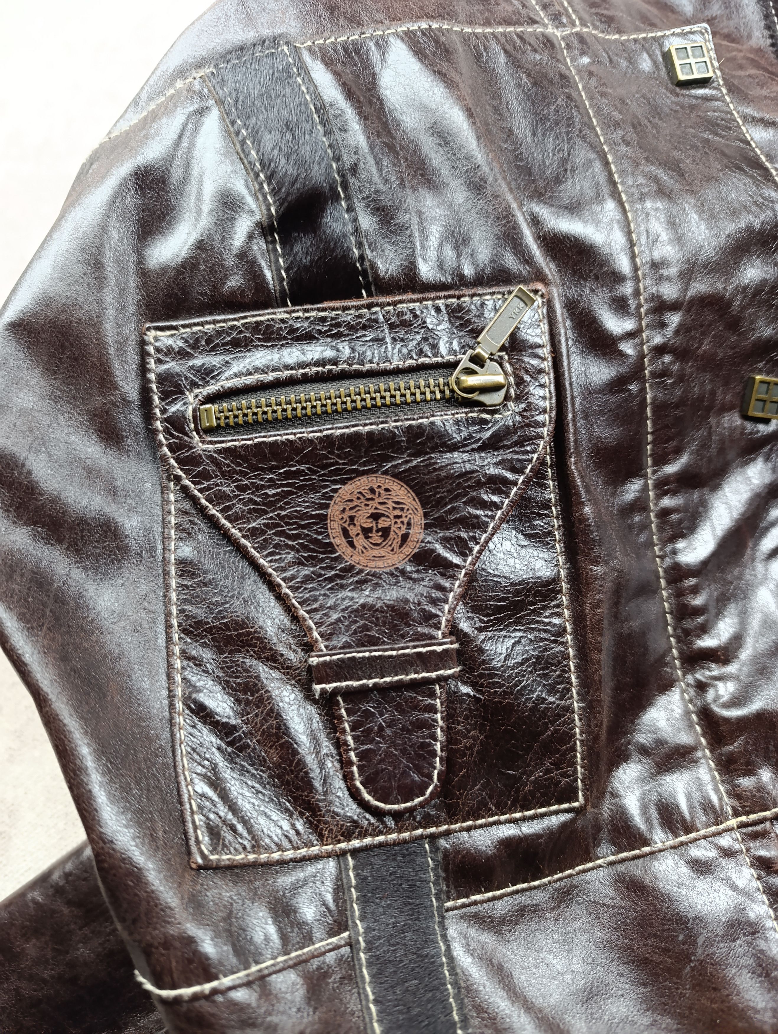 Versace Versace Womens Vintage Leather Avant-garde Jacket Size XS / US 0-2 / IT 36-38 - 7 Thumbnail