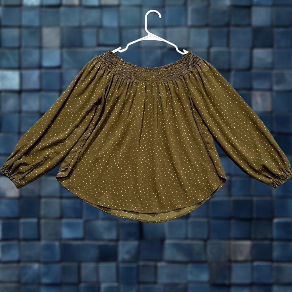 Abercrombie & Fitch Abercrombie & Fitch Blouse Womens M Polka Dot Off Shoulder Long Sleeve Casual EUC Event 90s? Size M / US 6-8 / IT 42-44 - 1 Thumbnail