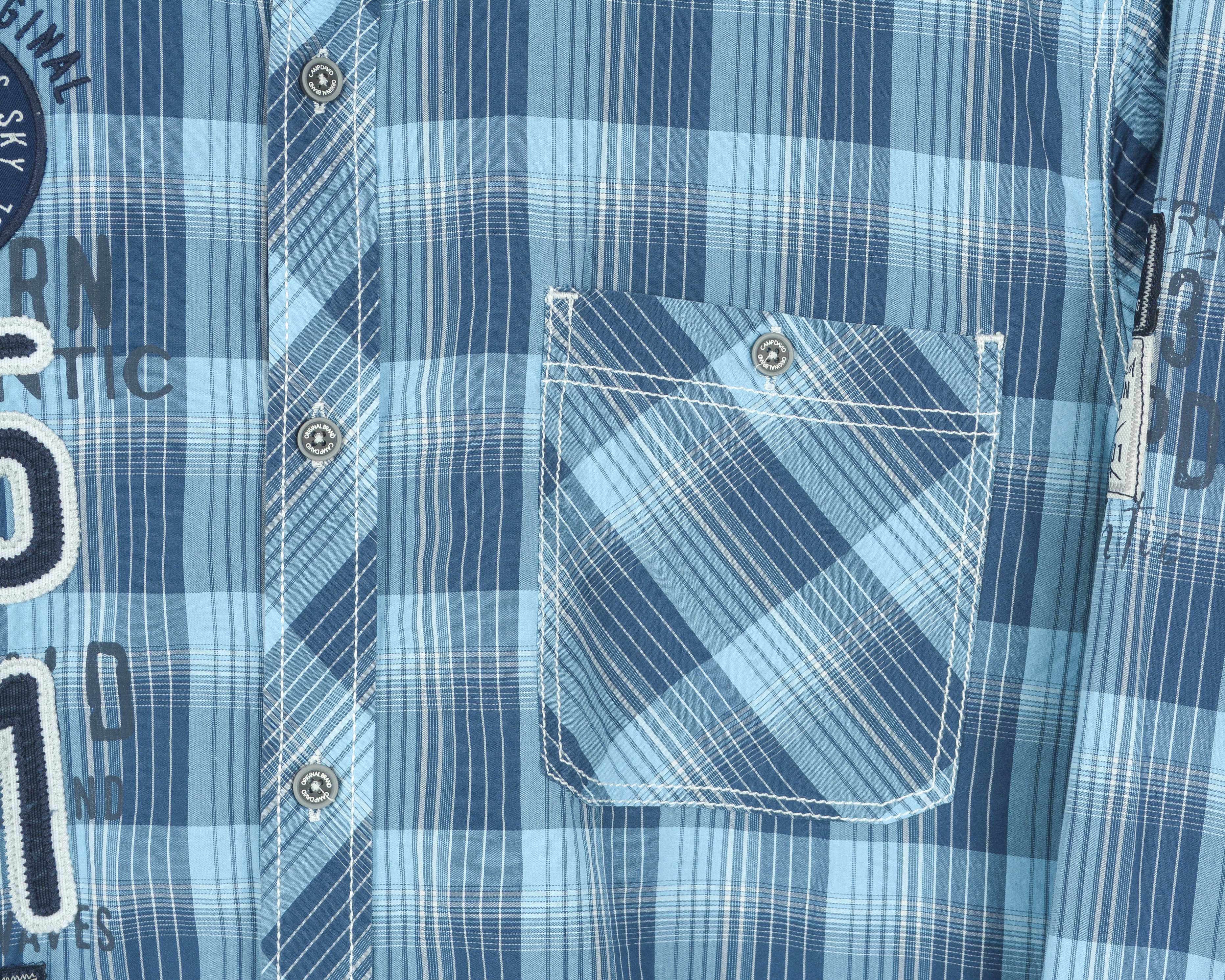 Camp David Casual L Shirt Long Sleeve Button Embroidery Pinstriped Size US L / EU 52-54 / 3 - 8 Thumbnail