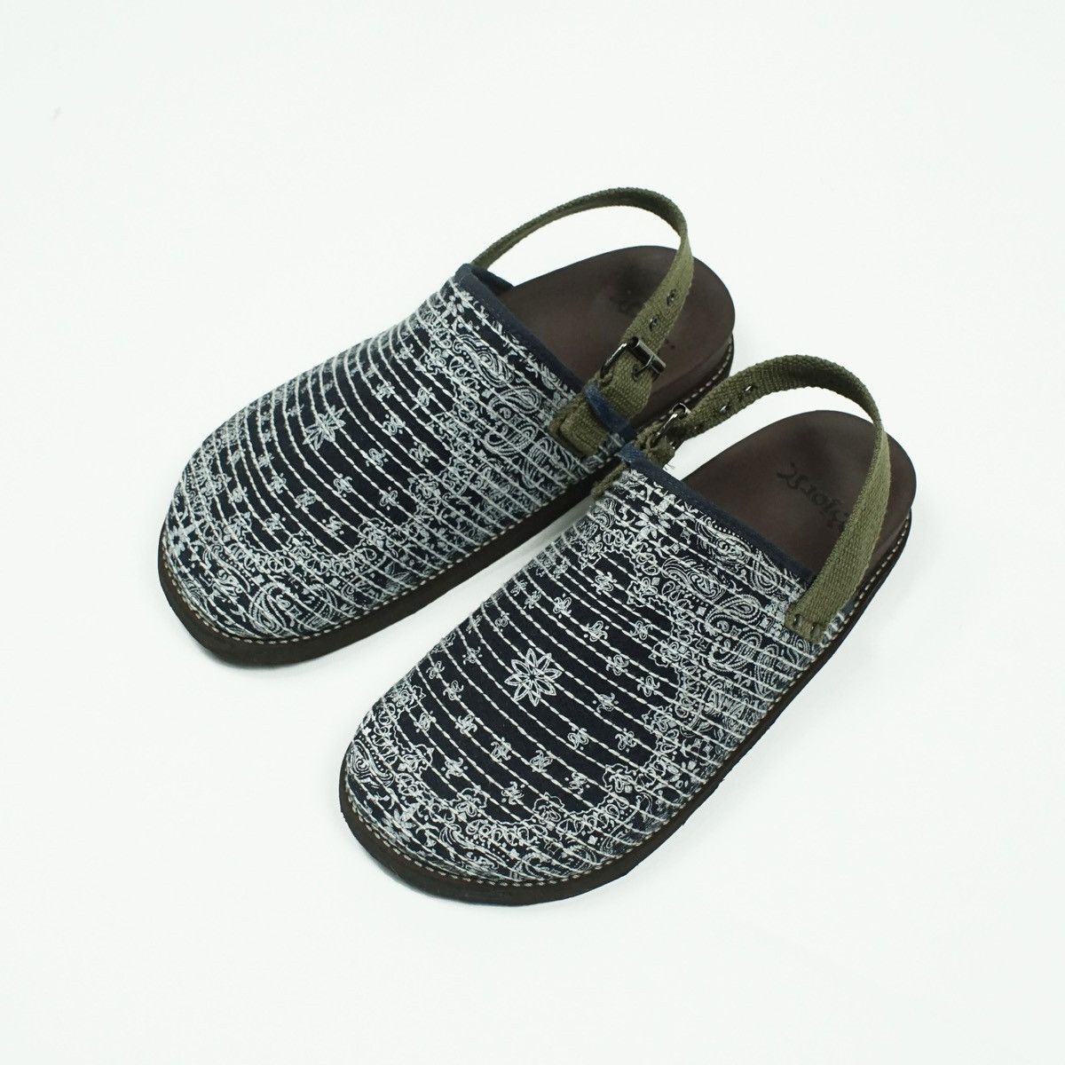 Japanese Brand *NoTariff Bandana Sashiko Stitch Indigo Dyed Mule / Clog Size US 10 / EU 43 - 2 Thumbnail