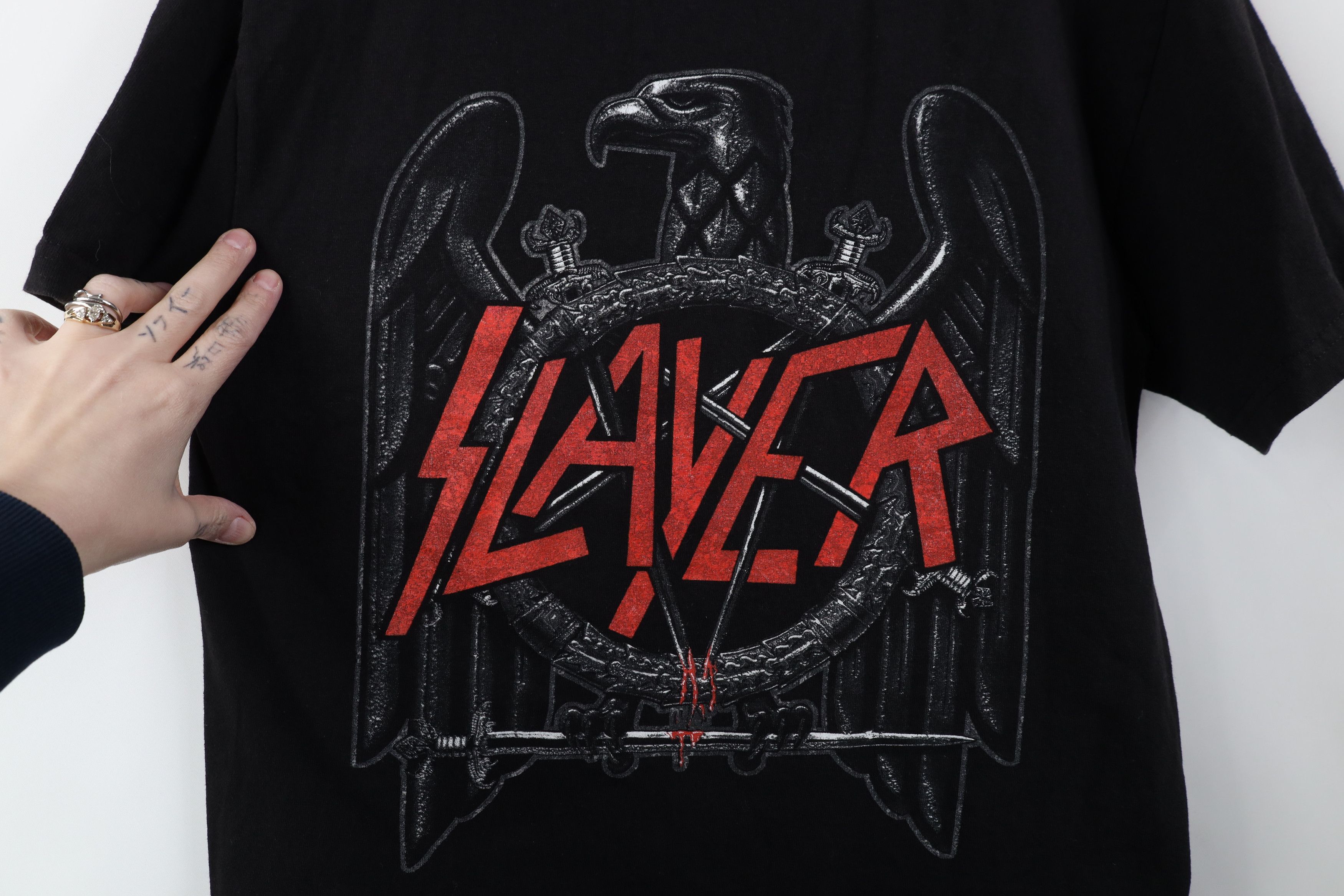 Vintage Retro Y2K Spell Out Slayer Band Short Sleeve T-Shirt Black Size US M / EU 48-50 / 2 - 4 Thumbnail