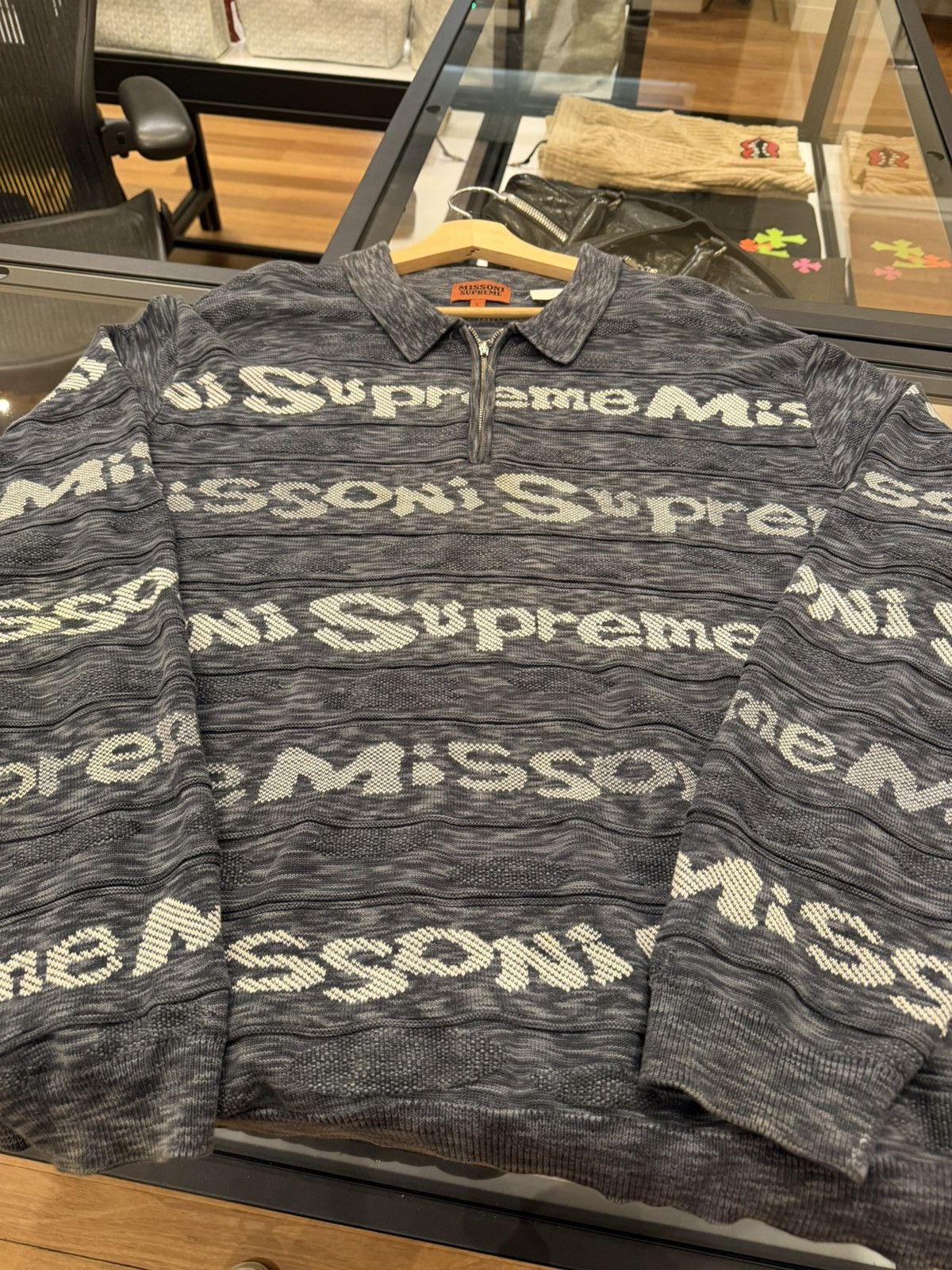 Missoni × Supreme Missoni x Supreme Zip Long Sleeve Polo - Black Size US L / EU 52-54 / 3 - 4 Thumbnail