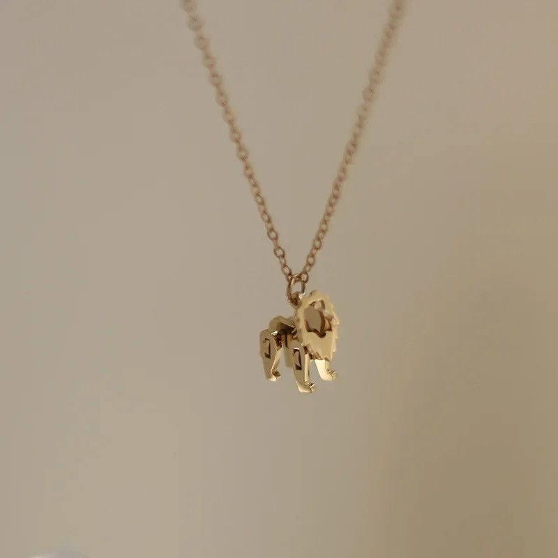 Jewelry × Vintage Building Block Toy Cute Little Lion Pendant And Necklace Size ONE SIZE - 3 Thumbnail