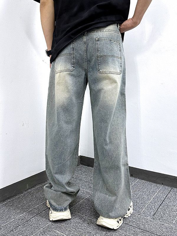 Jean Men's Retro Washed Distressed Straight Casual Street Jeans Size US 32 / EU 48 - 4 Thumbnail