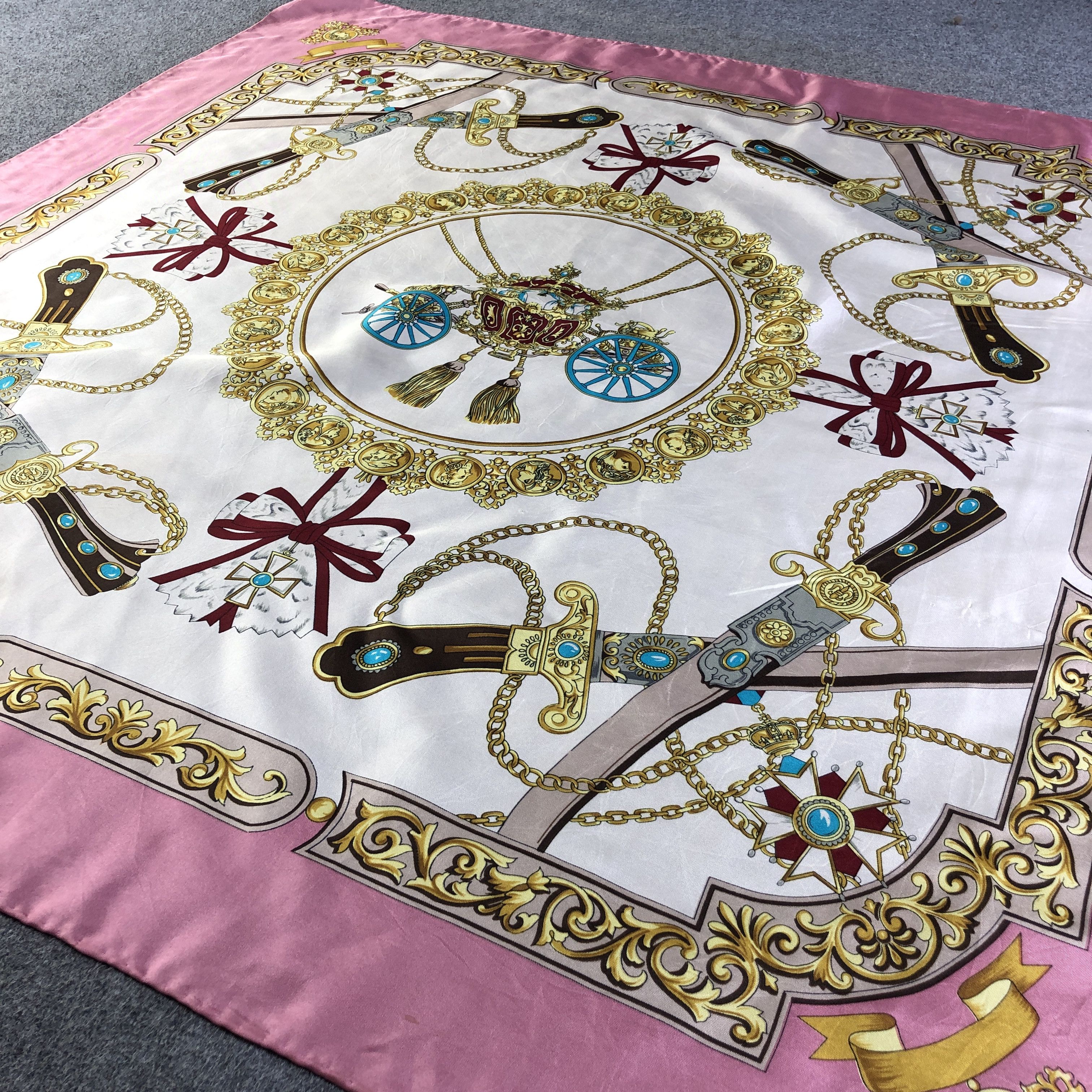 Japanese Brand Luxury Baroque Design Hand Rolled Silk Scarf M1008 Size ONE SIZE - 3 Thumbnail