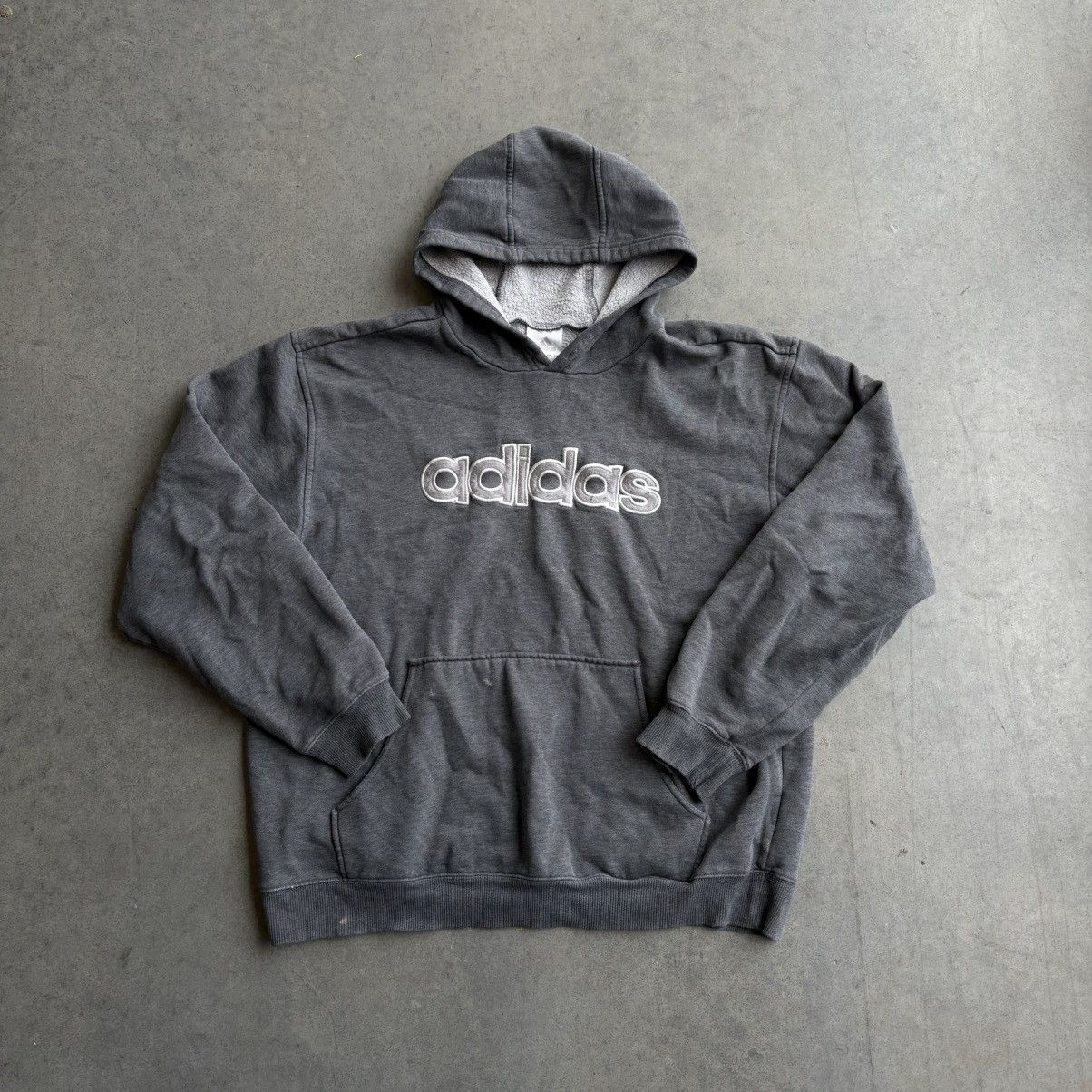 Adidas × Vintage Y2K Vintage Adidas Skater Hoodie Gray and White Baggy Large Size US L / EU 52-54 / 3 - 5 Thumbnail