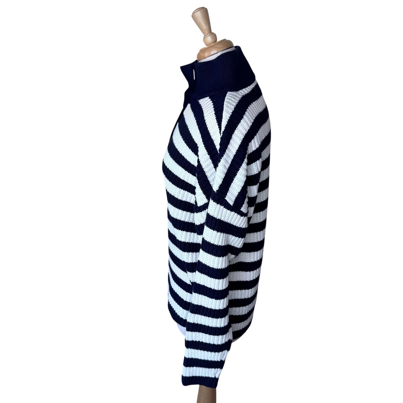 Outerknown OUTERKNOWN MONTAUK SWEATER Navy White Stripe Organic Cotton Size M / US 6-8 / IT 42-44 - 5 Thumbnail