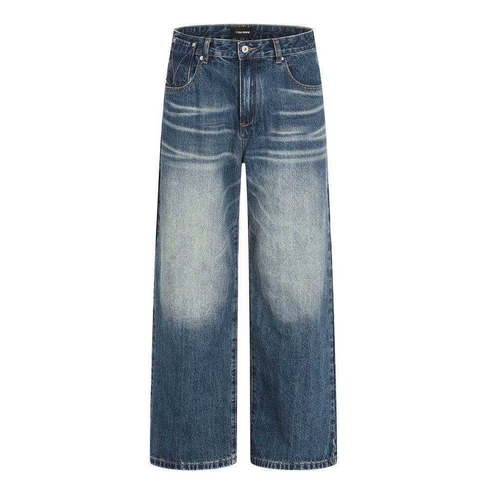 Jean Men's Retro Loose Wide-Leg Straight-Leg Jeans Size US 32 / EU 48 - 1 Thumbnail