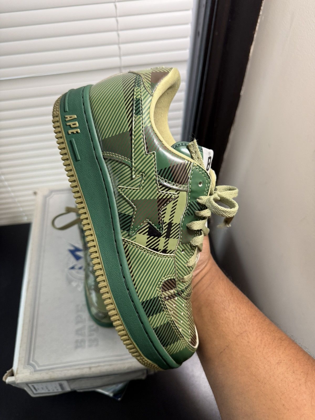 Bape Bapesta Green Check Shoes Size 9 Size US 9 / EU 42 - 8 Thumbnail