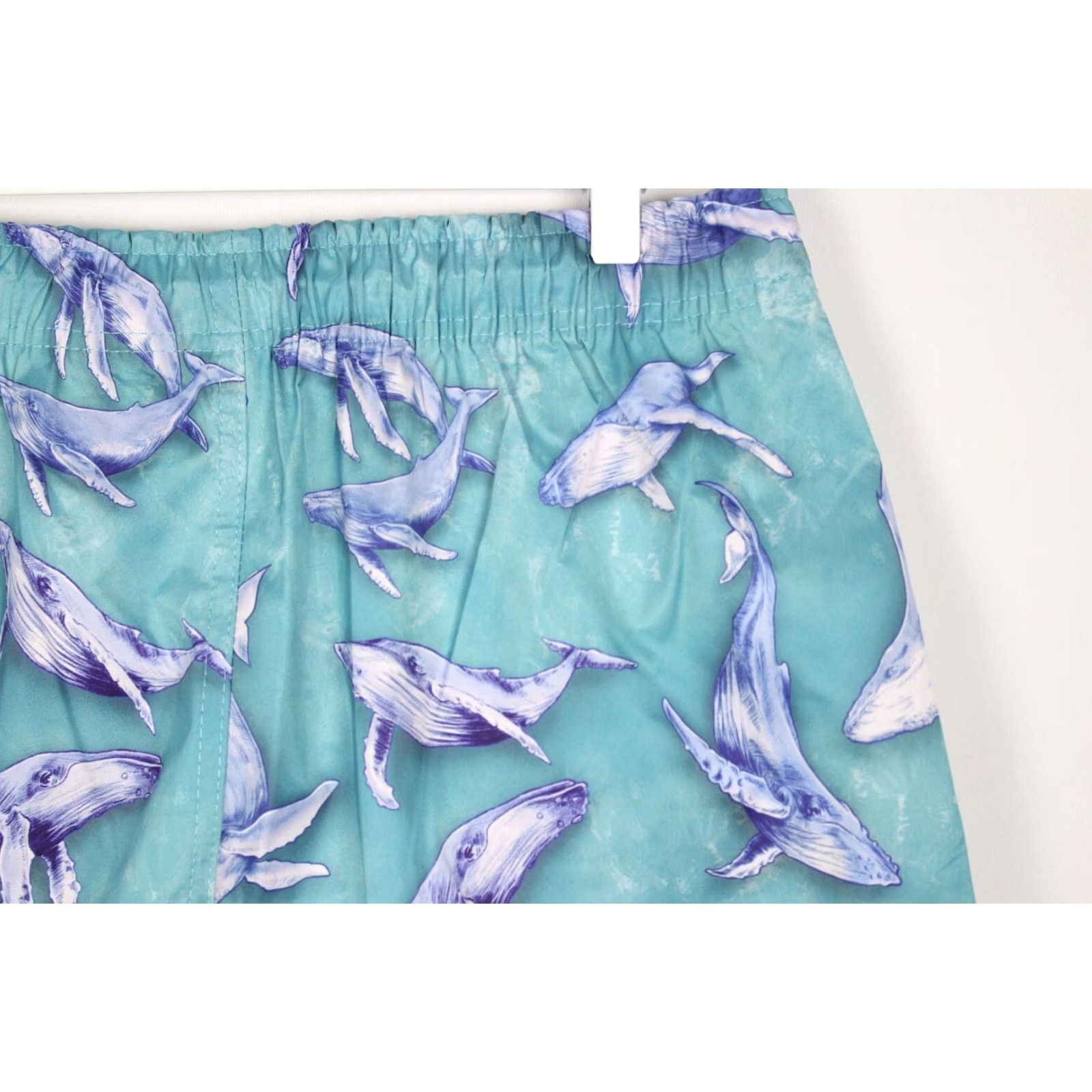 Vintage Psycho Tuna Men's 17" Swim Trunks Blue Large Stretch Whale Humpback Pattern Trunks Bottoms Swimsuit Lifeguard Recreational 100% Polyester Size US 33 - 3 Thumbnail