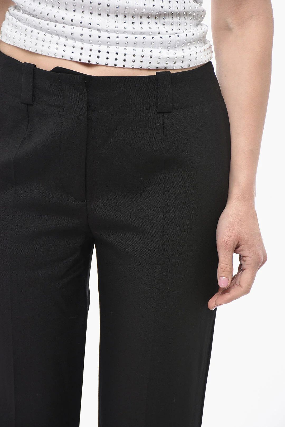 Kenzo og1mm0426 Cropped-Fit Wool Pant in Black Size 28" / US 6 / IT 42 - 3 Thumbnail