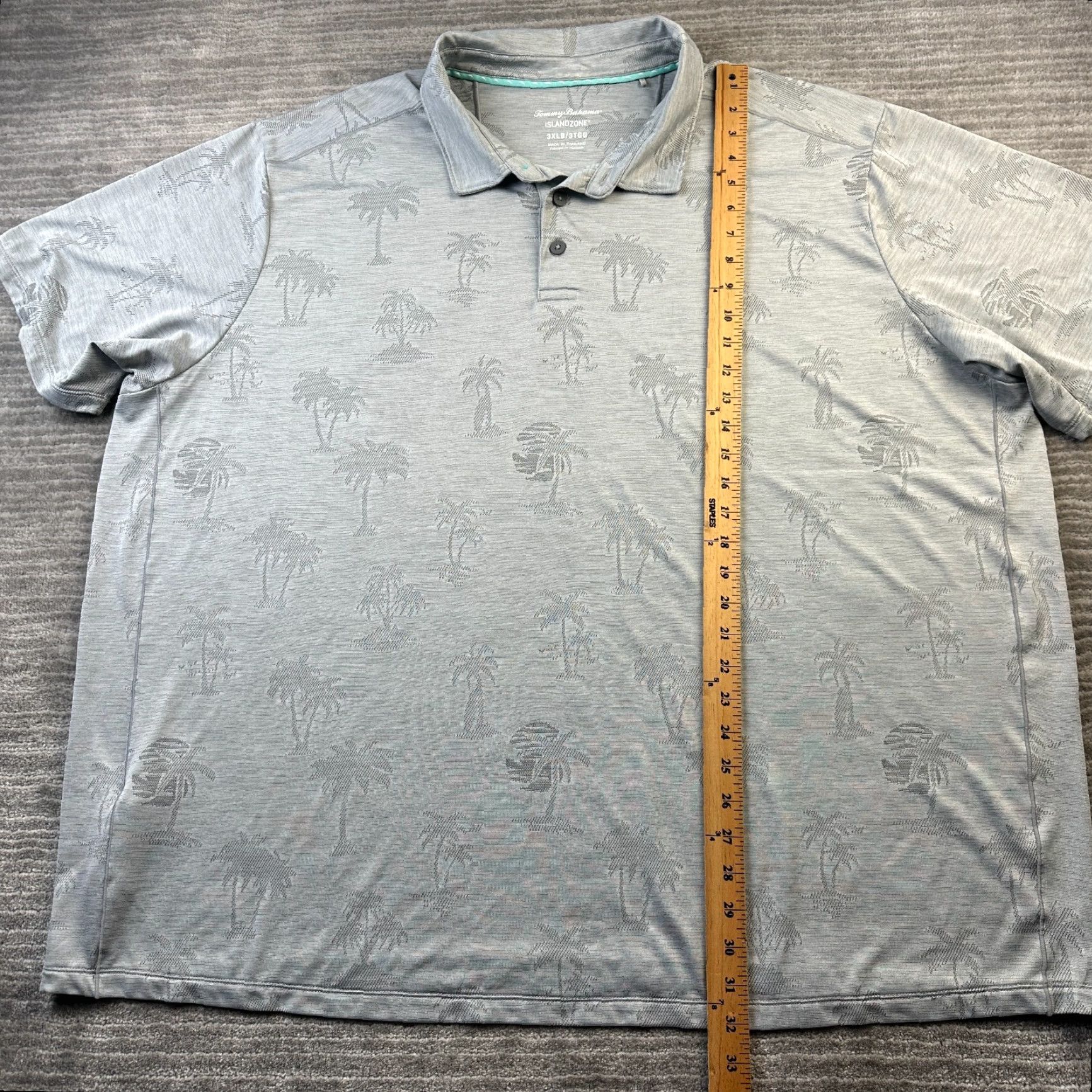 Tommy Bahama VINTAGE Tommy Bahama Polo Shirt Mens 3XL Big & Tall Gray Island Zone Short Sleeve Button Collared Knit Polyester Spandex Travel Casual Occasion Mens Size US XXL / EU 58 / 5 - 8 Thumbnail