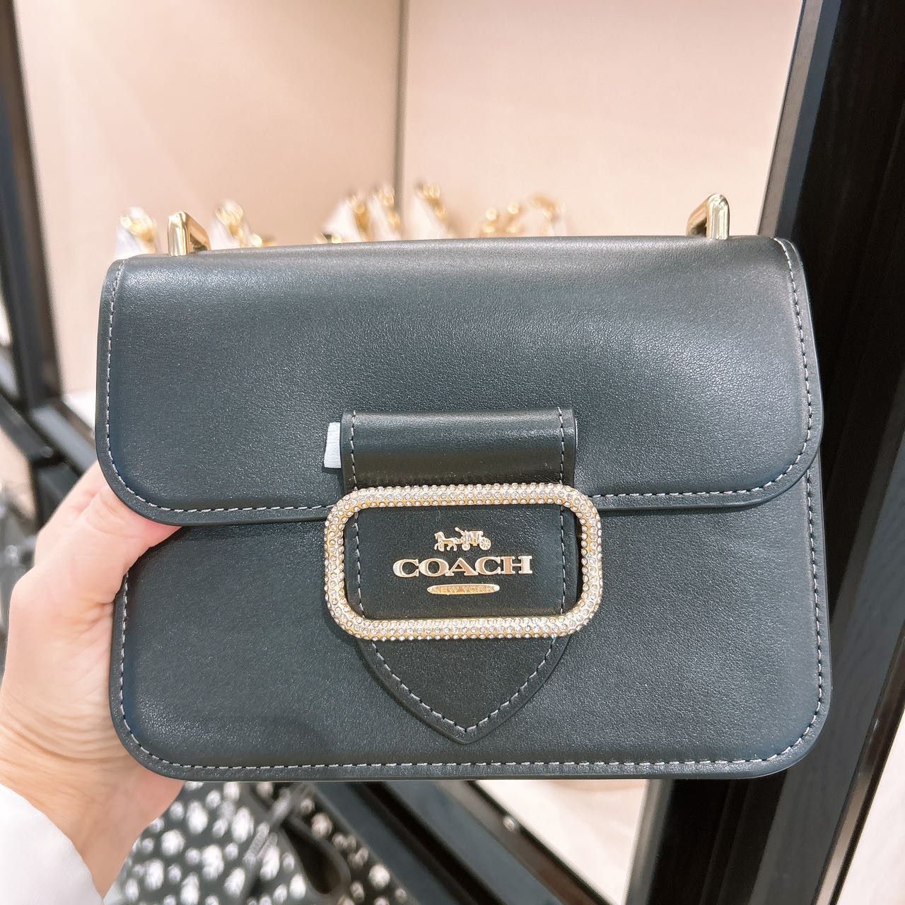 image of Coach Morgan Square Crossbody Co924 in Gold/Black, Women's