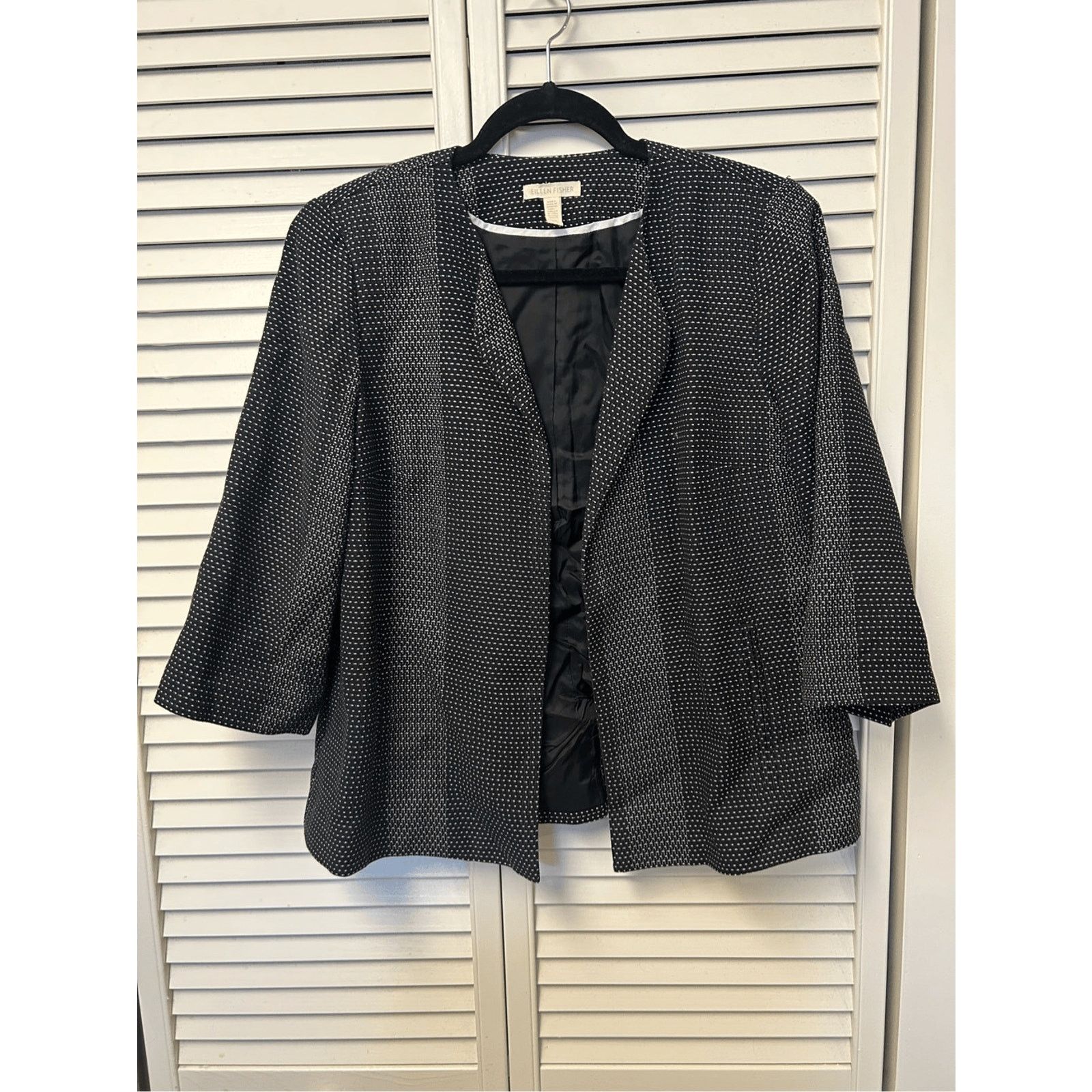 Eileen Fisher Eileen Fisher Woven Round Neck Open-Front Blazer Sz Small Size S / US 4 / IT 40 - 10 Thumbnail