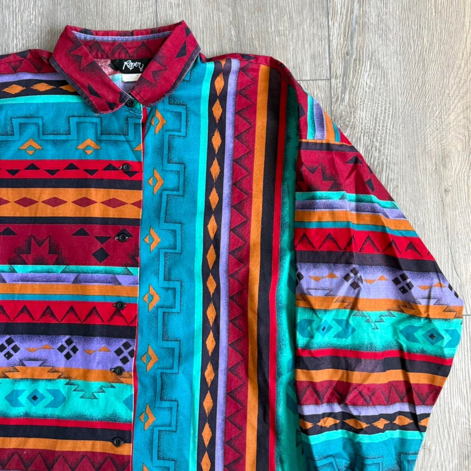 Roper Vintage 90s roper aztec style button up shirt Size US XL / EU 56 / 4 - 3 Thumbnail