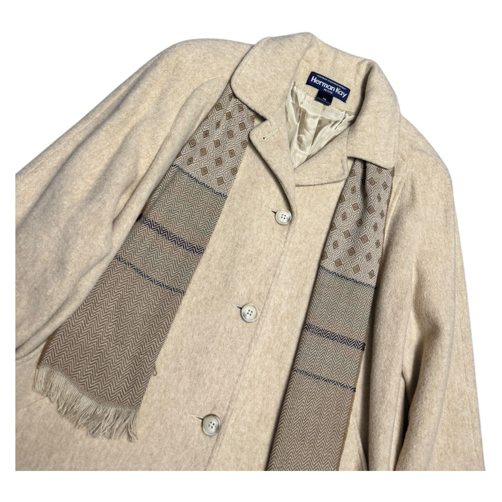 Vintage HERMAN KAY Vintage Wool Business Winter Coat Petite XL Size XL / US 12-14 / IT 48-50 - 2 Thumbnail