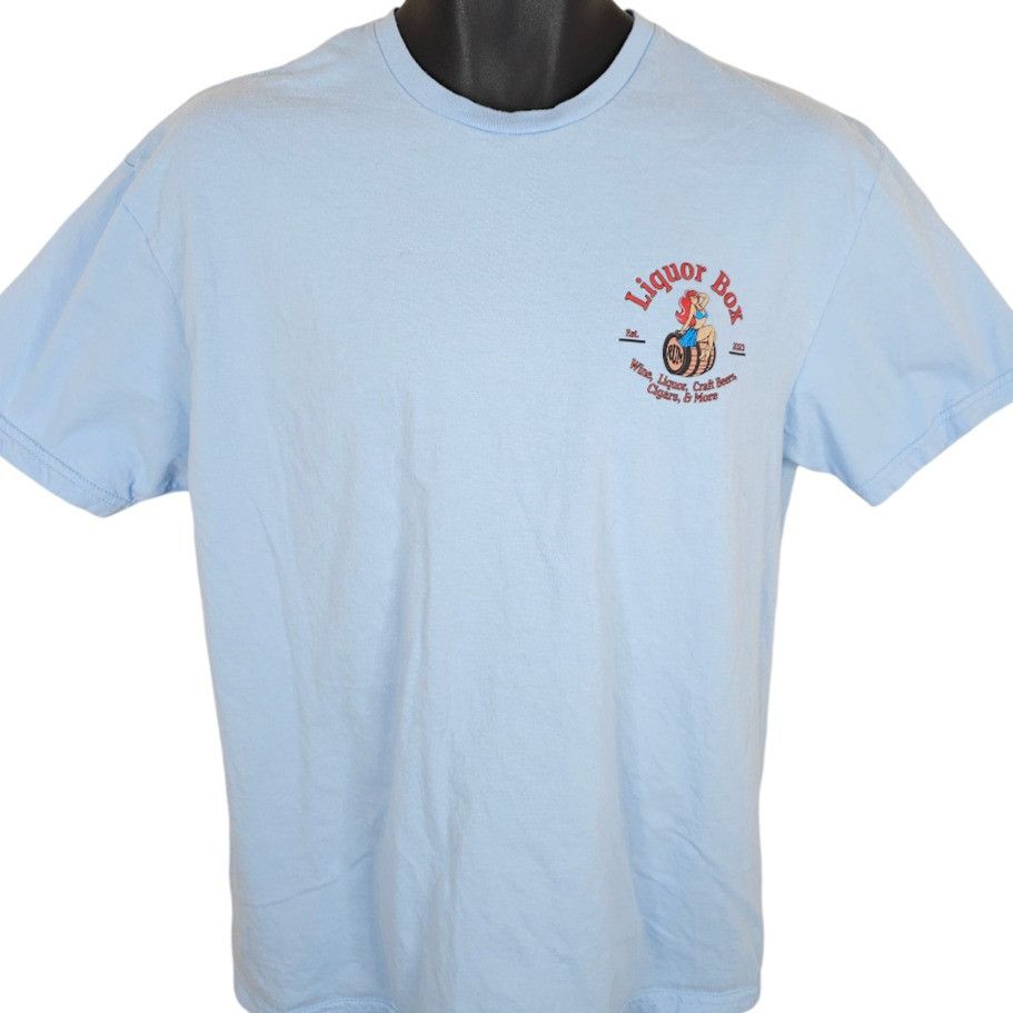 Gildan Liquor Box T Shirt Mens Size Large Blue Las Vegas Pin Up Size US L / EU 52-54 / 3 - 2 Thumbnail