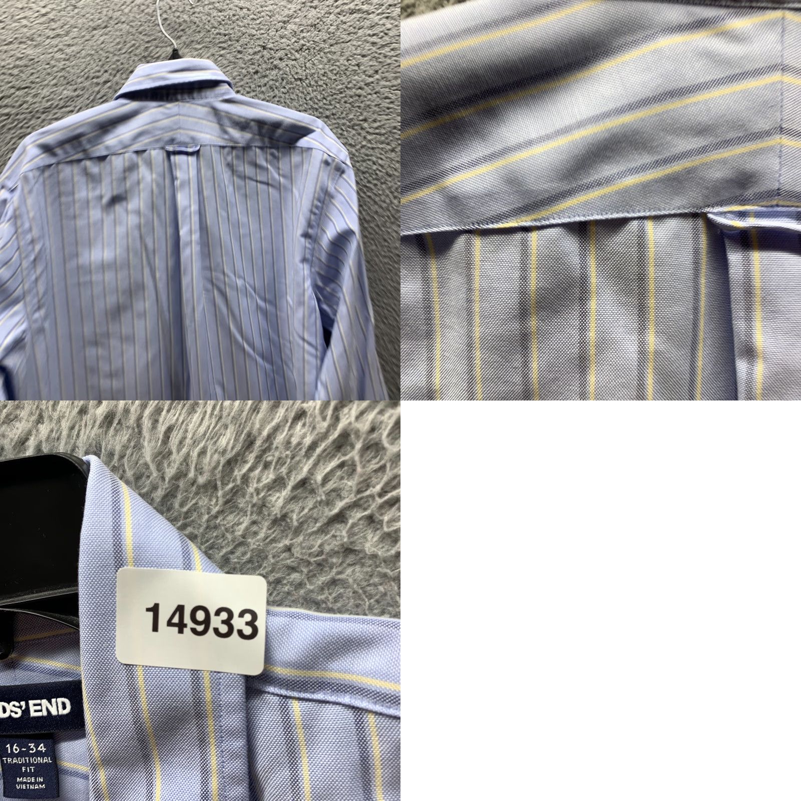 Lands' End Lands' End Shirt Mens Adult Large 16 Blue Striped Button Up Casual Cotton Long Sleeve Collar Down Button-Up Size US L / EU 52-54 / 3 - 9 Thumbnail