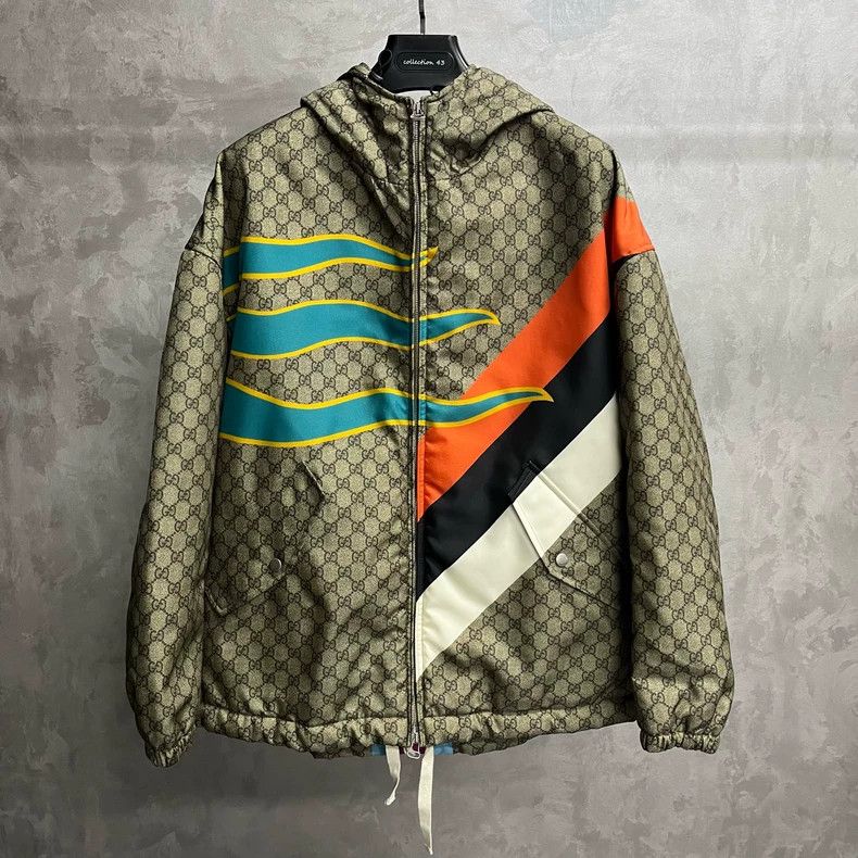 Gucci Gucci Khaki full-print striped hooded long-sleeved jacket 2 Size US M / EU 48-50 / 2 - 1 Thumbnail