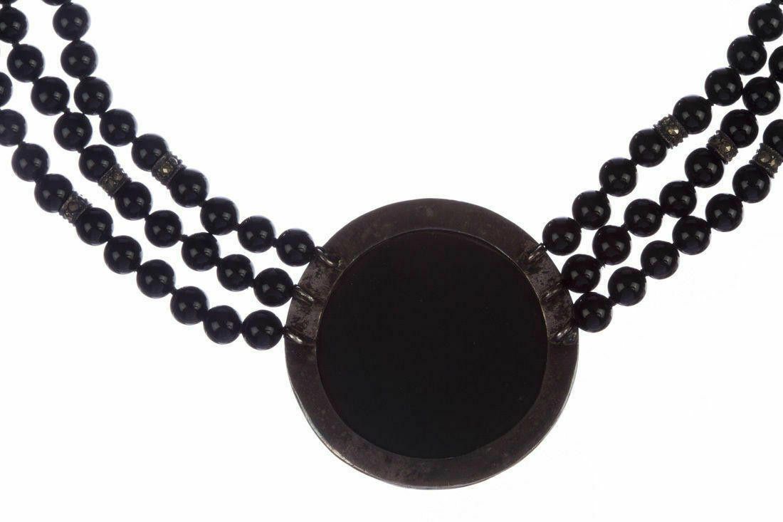 Designer Sterling Silver Onyx Bead and Marcasite Necklace Size ONE SIZE - 3 Thumbnail