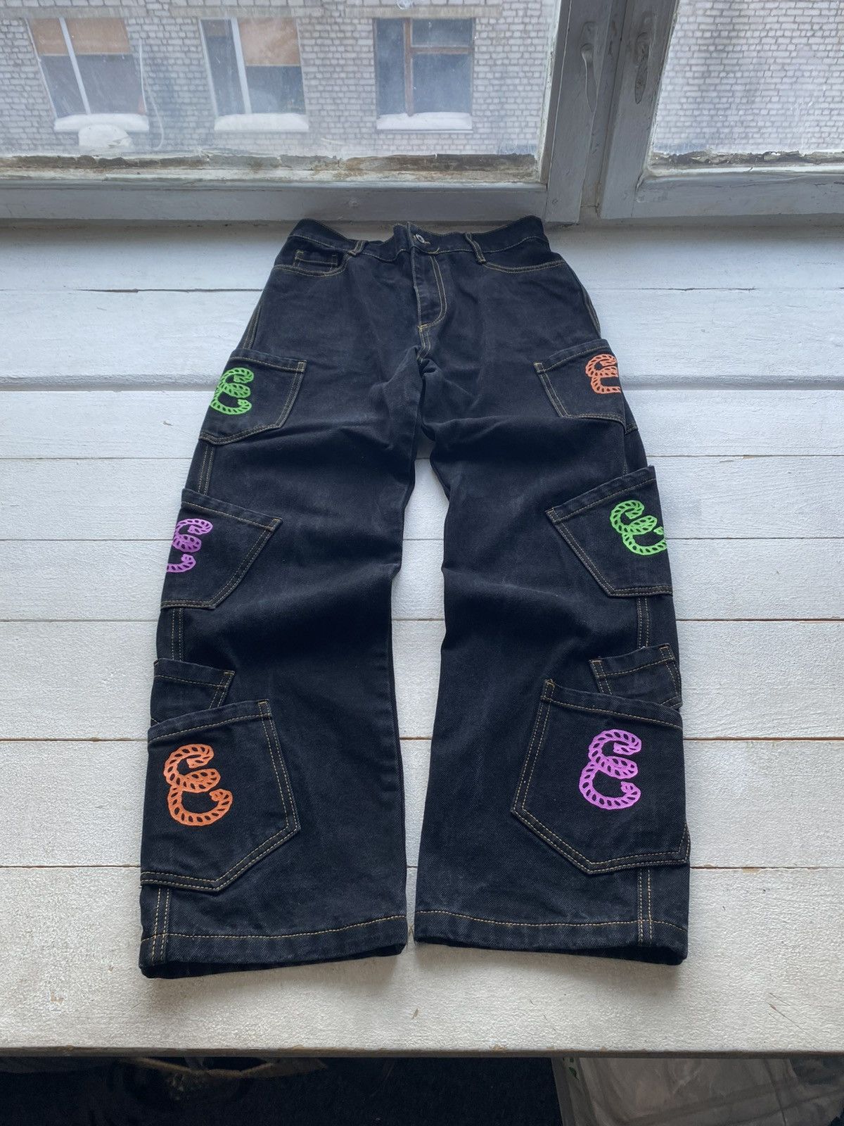 Japanese Brand ⚡️Spiritual Garment Japanese Style Multi Pocket Denim Pants Size US 31 - 1 Thumbnail