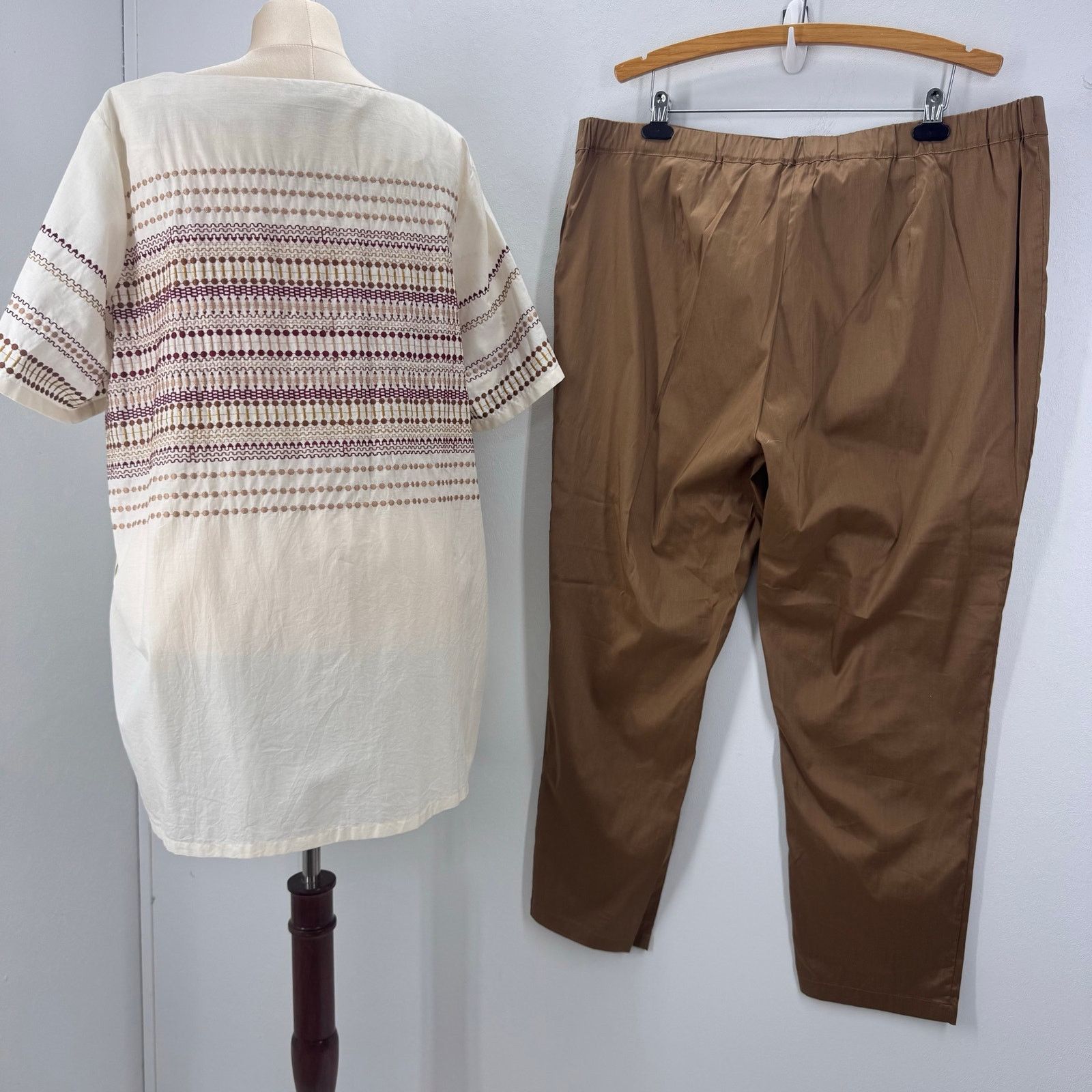 Marina Rinaldi Marina Rinaldi Cotton Tunic Top & Pant Set PLUS 22 Neutral Size 3XL / US 20-22 - 2 Thumbnail