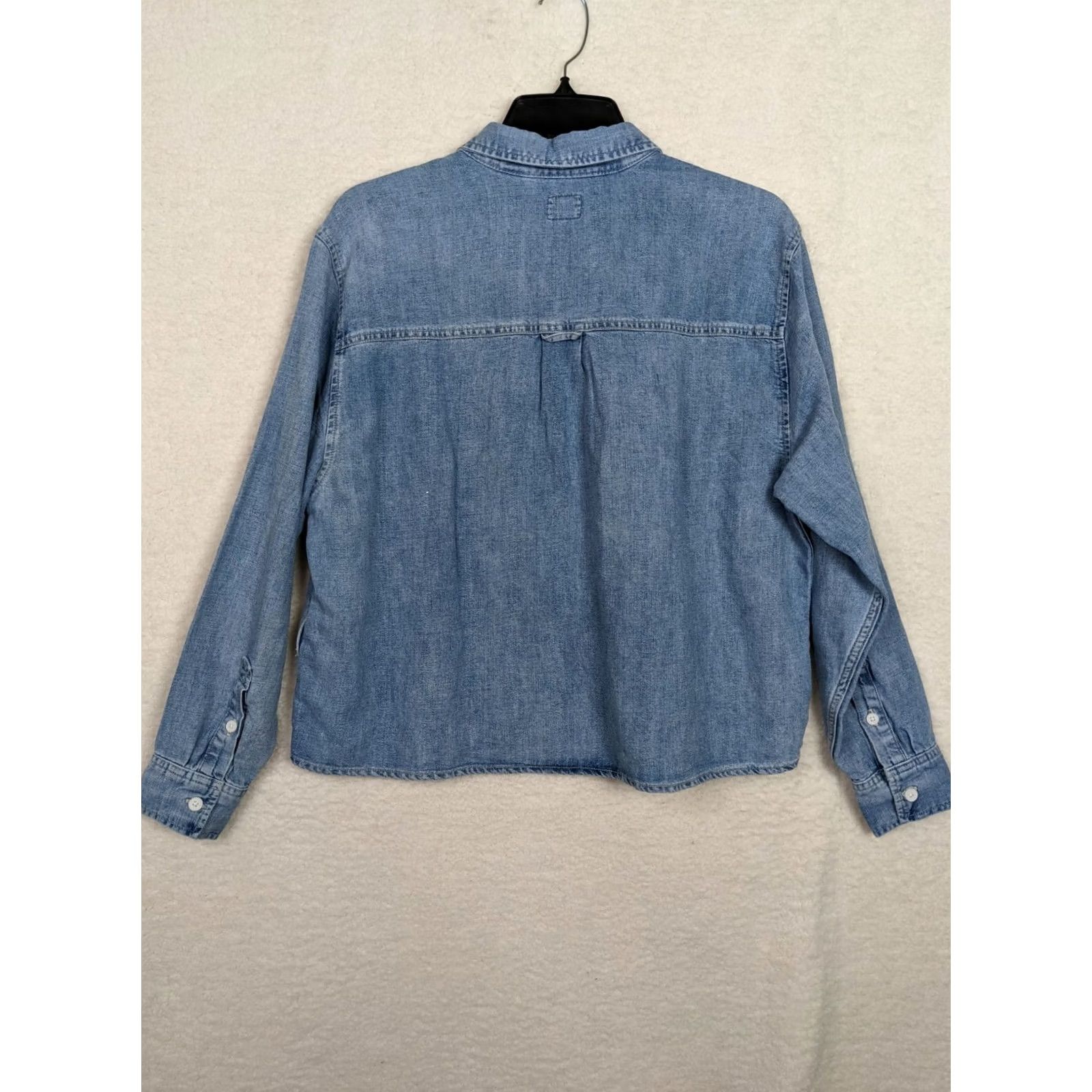 Levi's Levi's Women's Blue V-Neck Blouse Size S Long Sleeve Solid Casual All Seasons Size S / US 4 / IT 40 - 2 Thumbnail