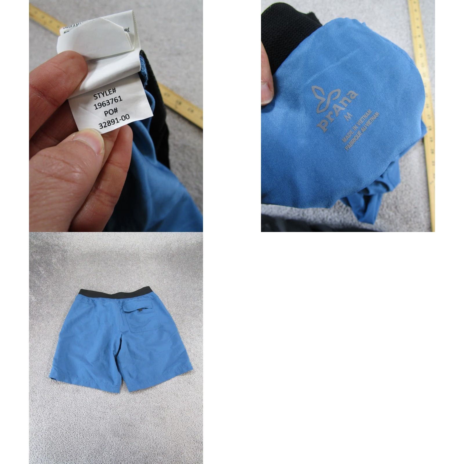 Prana prAna Shorts Mens Medium Athletic Blue Lightweight Linerless Gym Workout Stain on Inner Thigh - Preowned Outdoor Sports Logo Activewear Mens Size US 31 - 8 Thumbnail