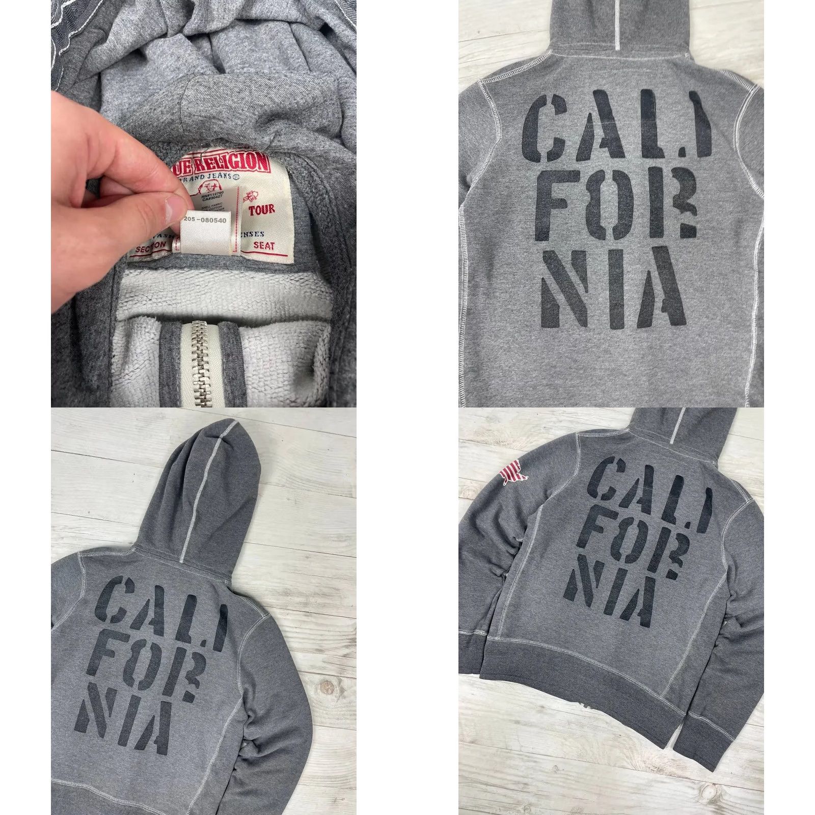 True Religion True Religion Hoodie Full Zip California USA Flag Men Sz M gray Size US M / EU 48-50 / 2 - 10 Thumbnail