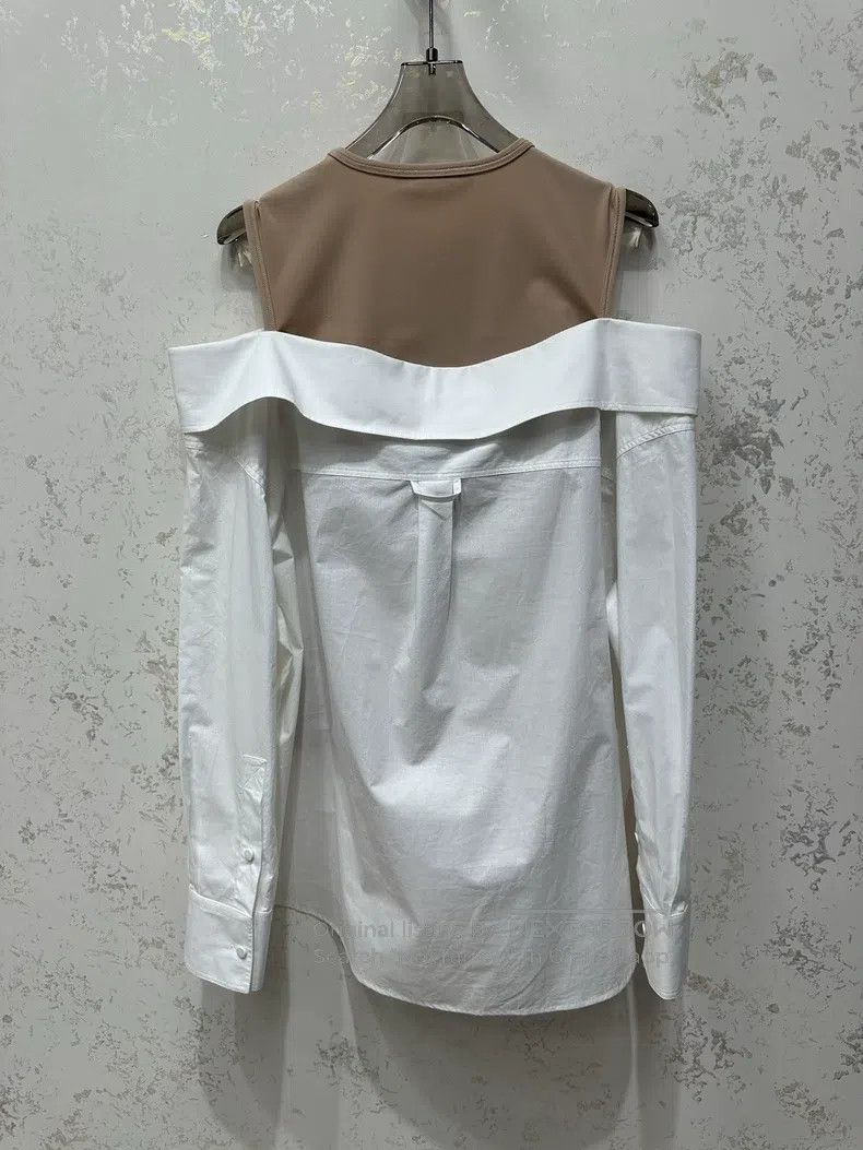 Valentino Valentino Color-blocked white off-the-shoulder shirt Size XS / US 0-2 / IT 36-38 - 2 Thumbnail
