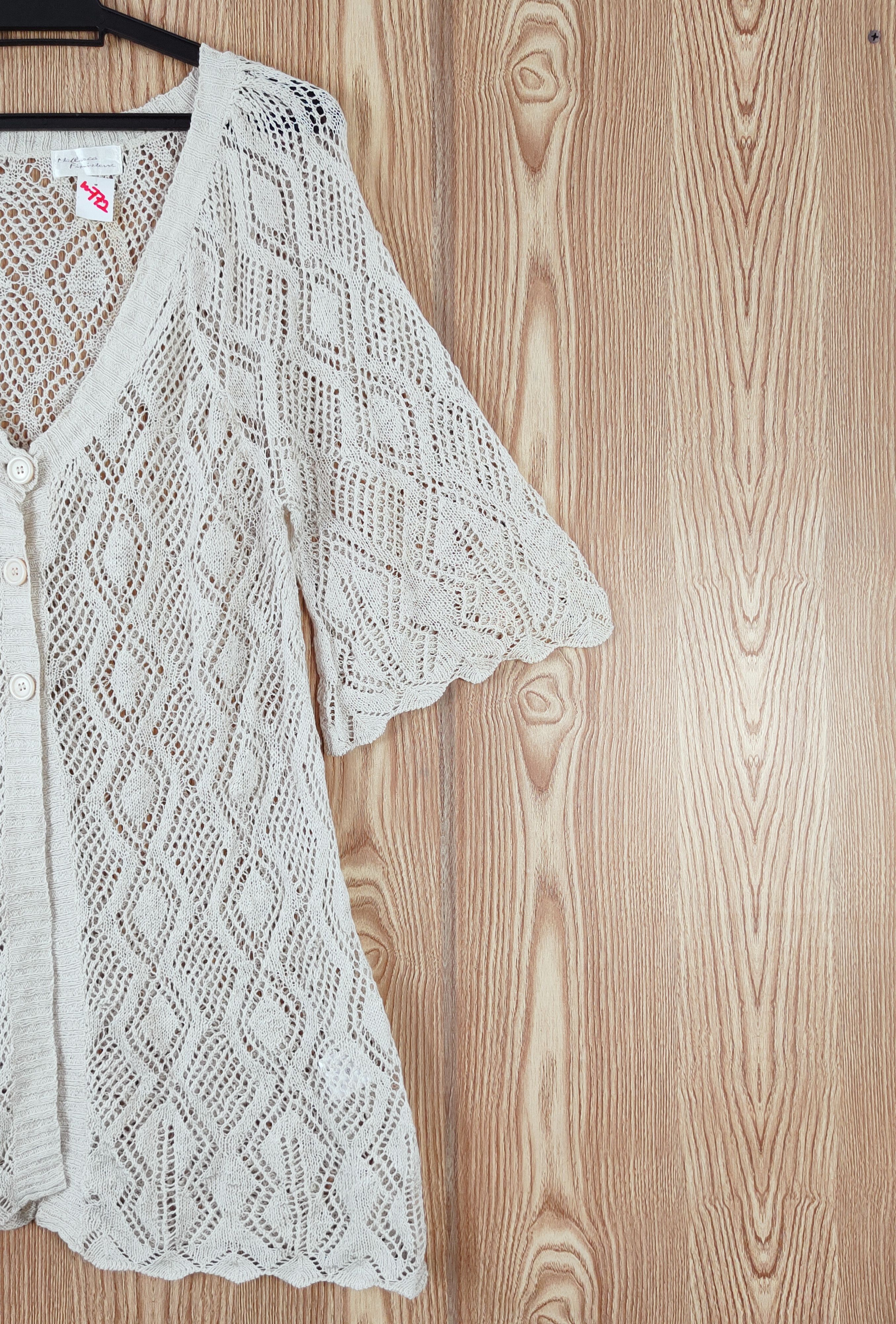 Vintage Mallorca Finistere Crochet MeshNet Knitwear Cardigan #W772 Size L / US 10 / IT 46 - 5 Thumbnail