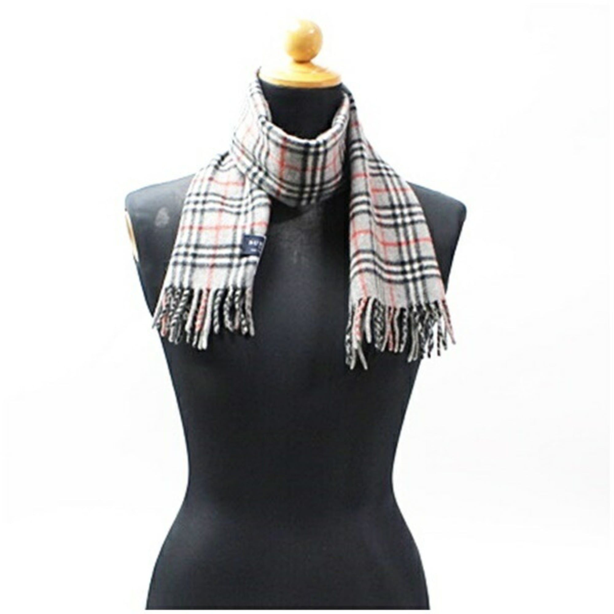 Burberry Burberry cashmere scarf, gray and check, 114 x 22 cm, for children Size ONE SIZE - 1 Thumbnail