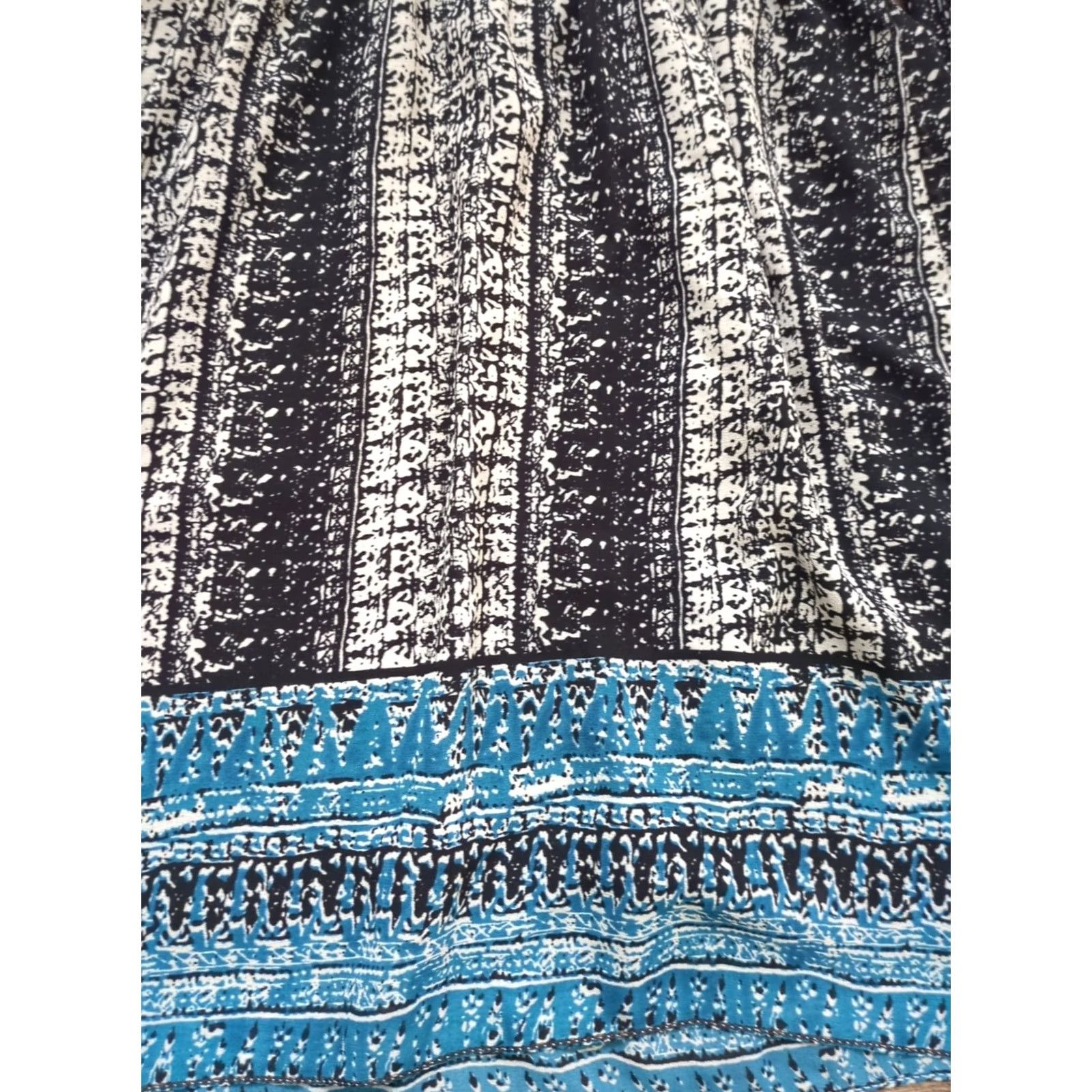 Vintage Max Studio Women Dress Knee Length Tie Balloon Sleeve Smock Tunic Floral Black M Dress Size M / US 6-8 / IT 42-44 - 2 Thumbnail