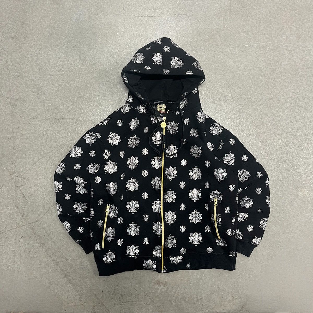 Southpole Vintage Y2K Southpole Fleur De Lis Black Zip Up Hoodie XL Size US XL / EU 56 / 4 - 1 Thumbnail
