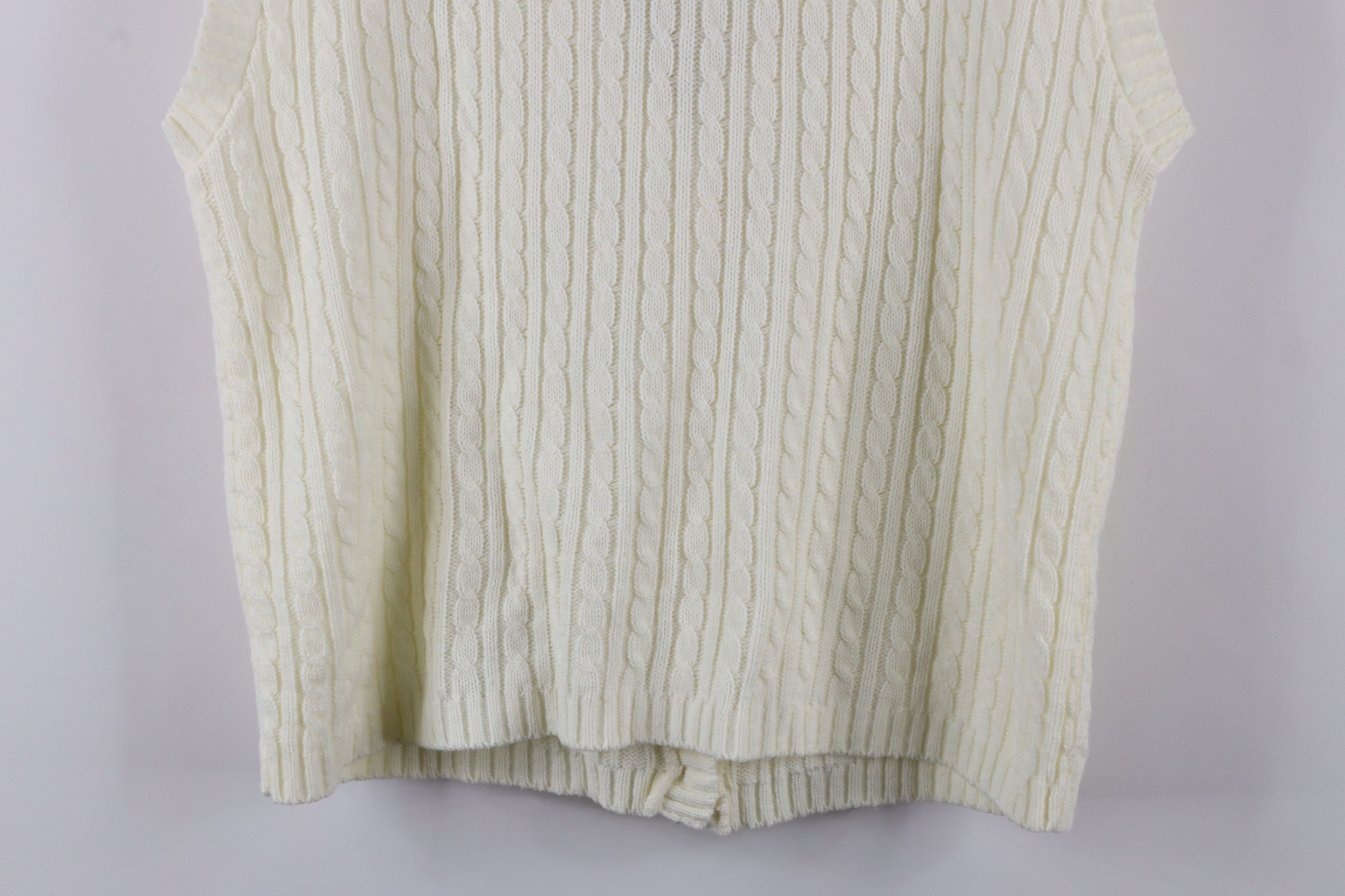 Vintage Vintage 90s Streetwear Knit Cardigan Sweater Vest Cream Size S / US 4 / IT 40 - 9 Thumbnail