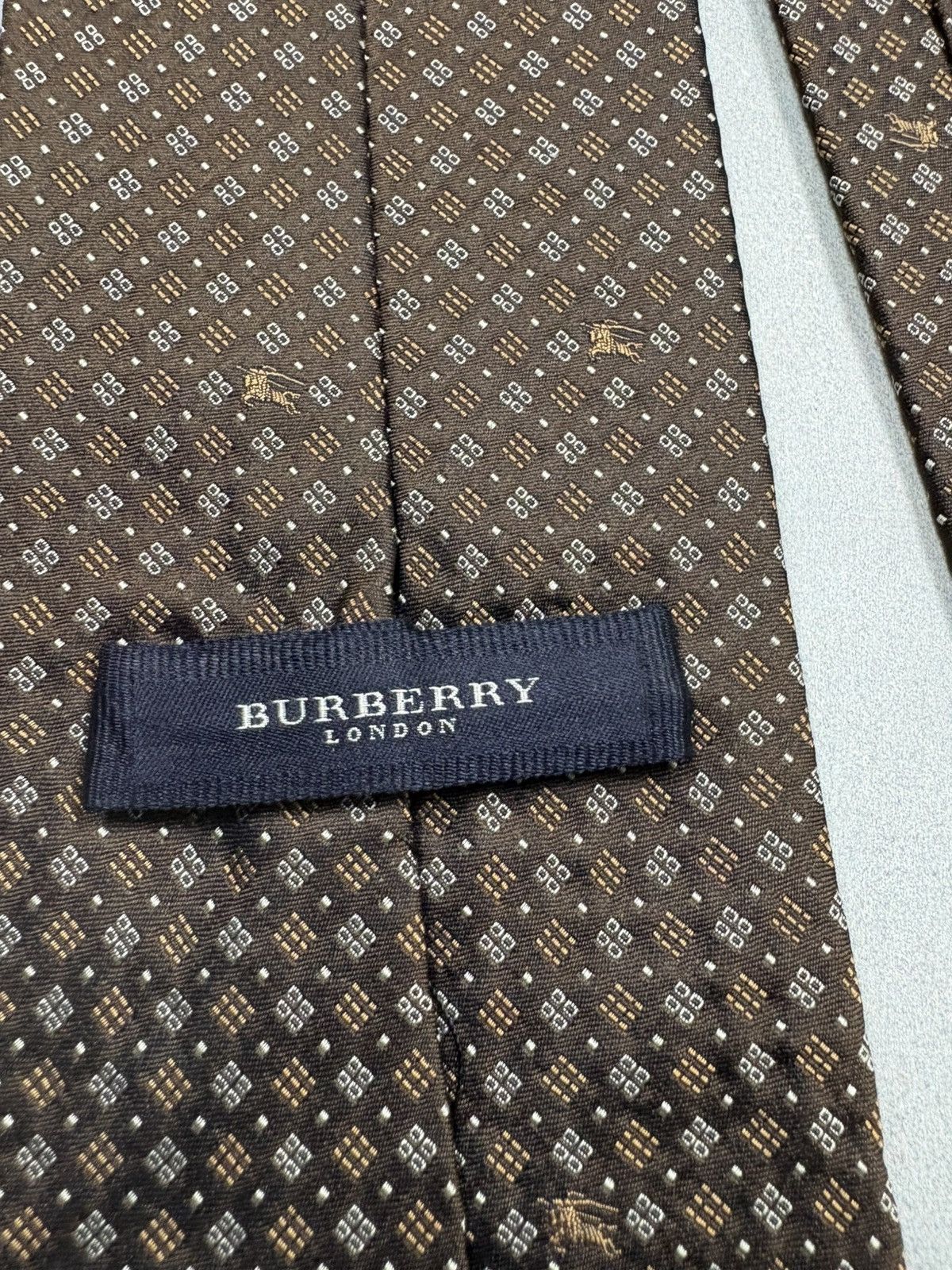 Burberry Burberry London Brown Silk Tie Monogram Pattern Vintage Size ONE SIZE - 10 Thumbnail