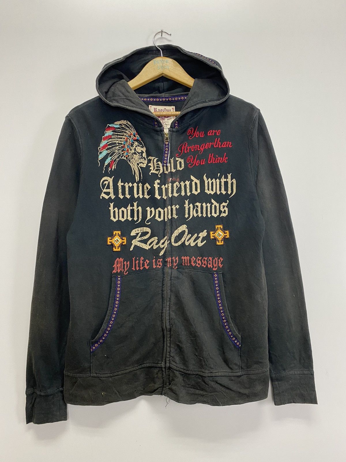 Japanese Brand × Vintage Vintage Rag out hoodies Size US M / EU 48-50 / 2 - 2 Thumbnail
