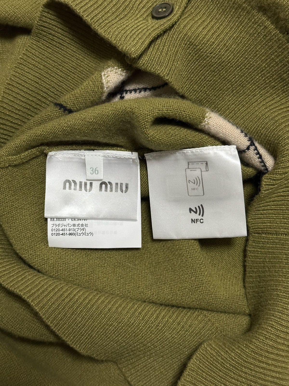 Miu Miu MIU MIU Fall Winter 2024 Argyle Knit Cashmere Cardigan Size XS / US 0-2 / IT 36-38 - 7 Thumbnail