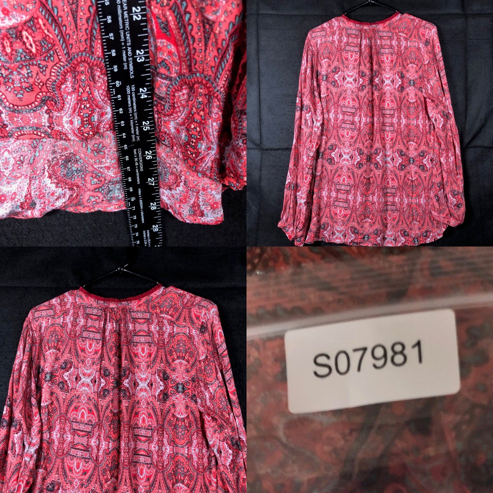 Lucky Brand Lucky Brand Blouse Womens Red Pink V-Neck Front Tie Long Sleeve Large XS- XXL? Size L / US 10 / IT 46 - 8 Thumbnail