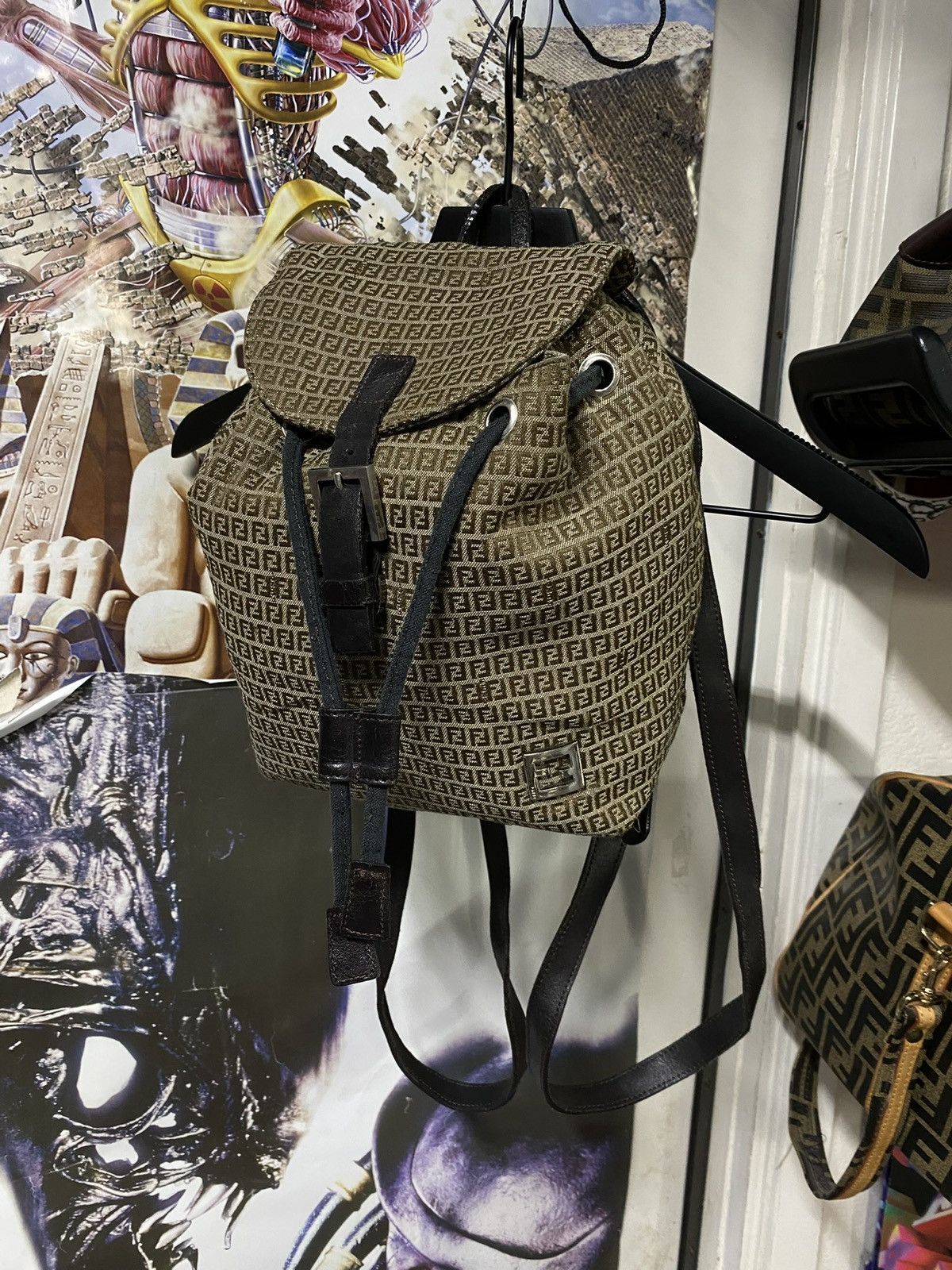 Fendi Fendi FF Monogram Backpack Canvas Leather Small Bag Vtg Size ONE SIZE - 1 Thumbnail