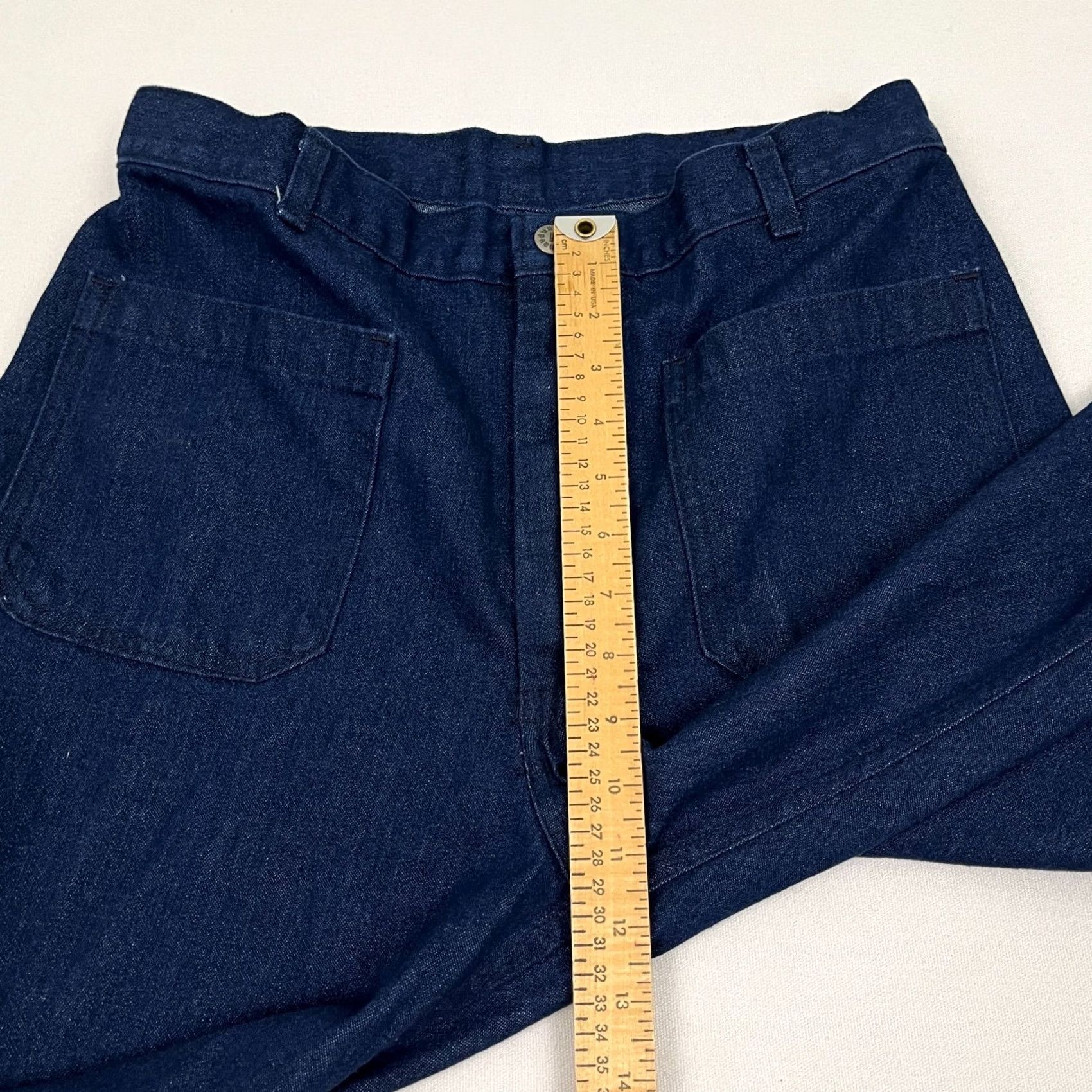 Bell VINTAGE Navdungarees Jeans Mens 32x34 Denim Blue 80s Flared Bell Utility Trousers US Navy Baggy Size US 32 / EU 48 - 7 Thumbnail