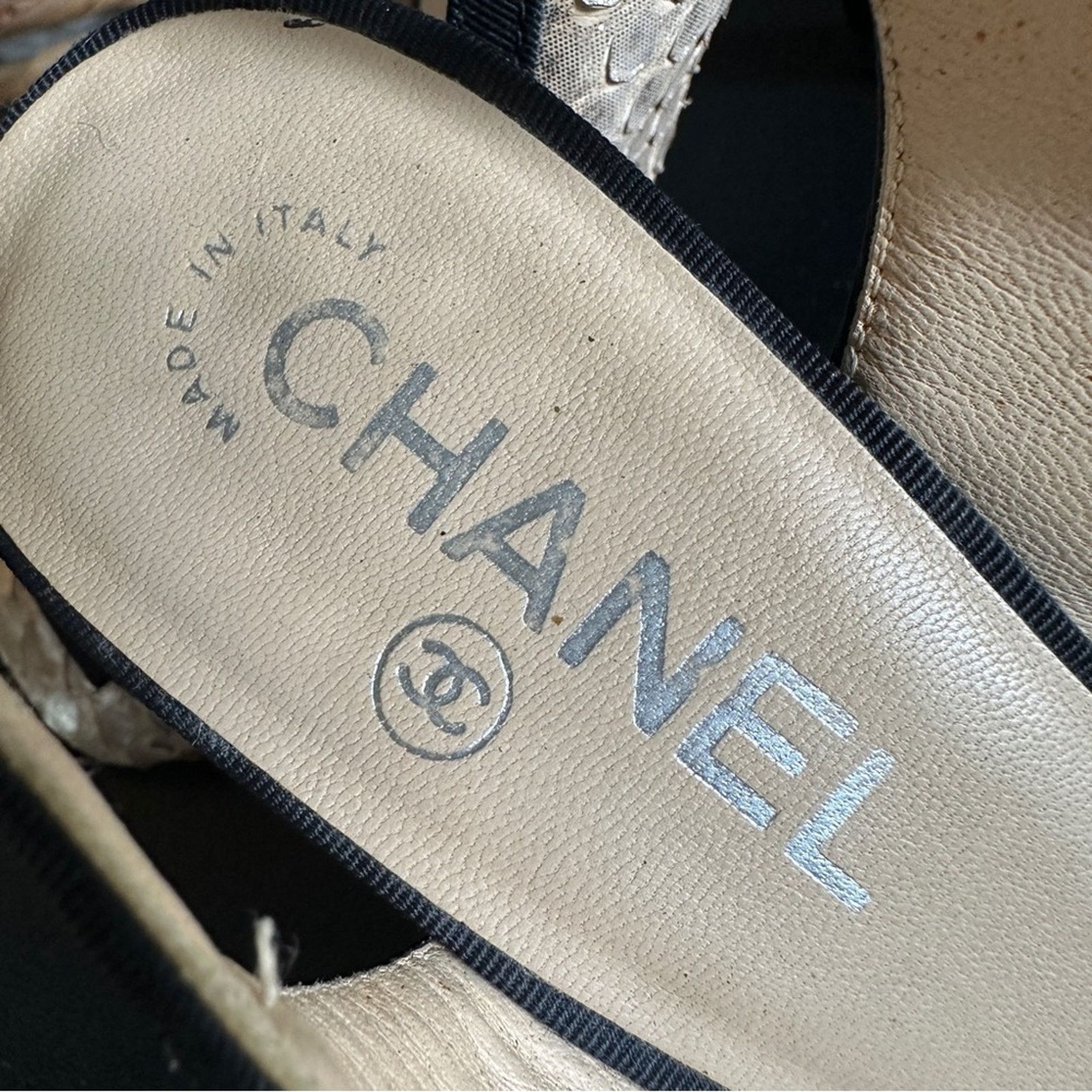 Chanel CHANEL Canvas Python Leather Bow Slingback Pump Sz. 36 Size US 6 / IT 36 - 11 Thumbnail