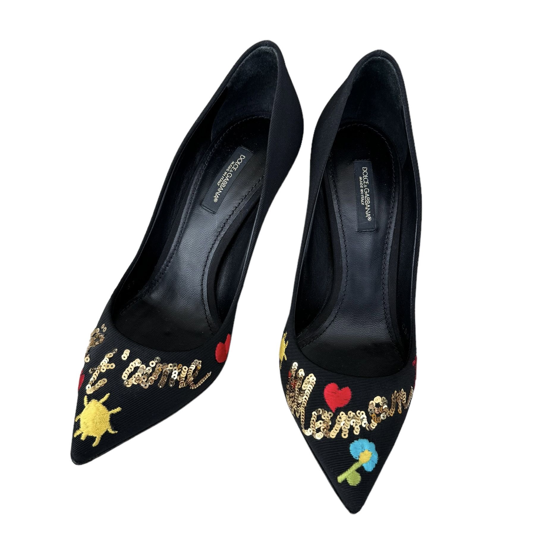 Dolce & Gabbana Dolce & Gabbana Je Taime Maman Sequined Embroidered Pumps Size US 7 / IT 37 - 3 Thumbnail