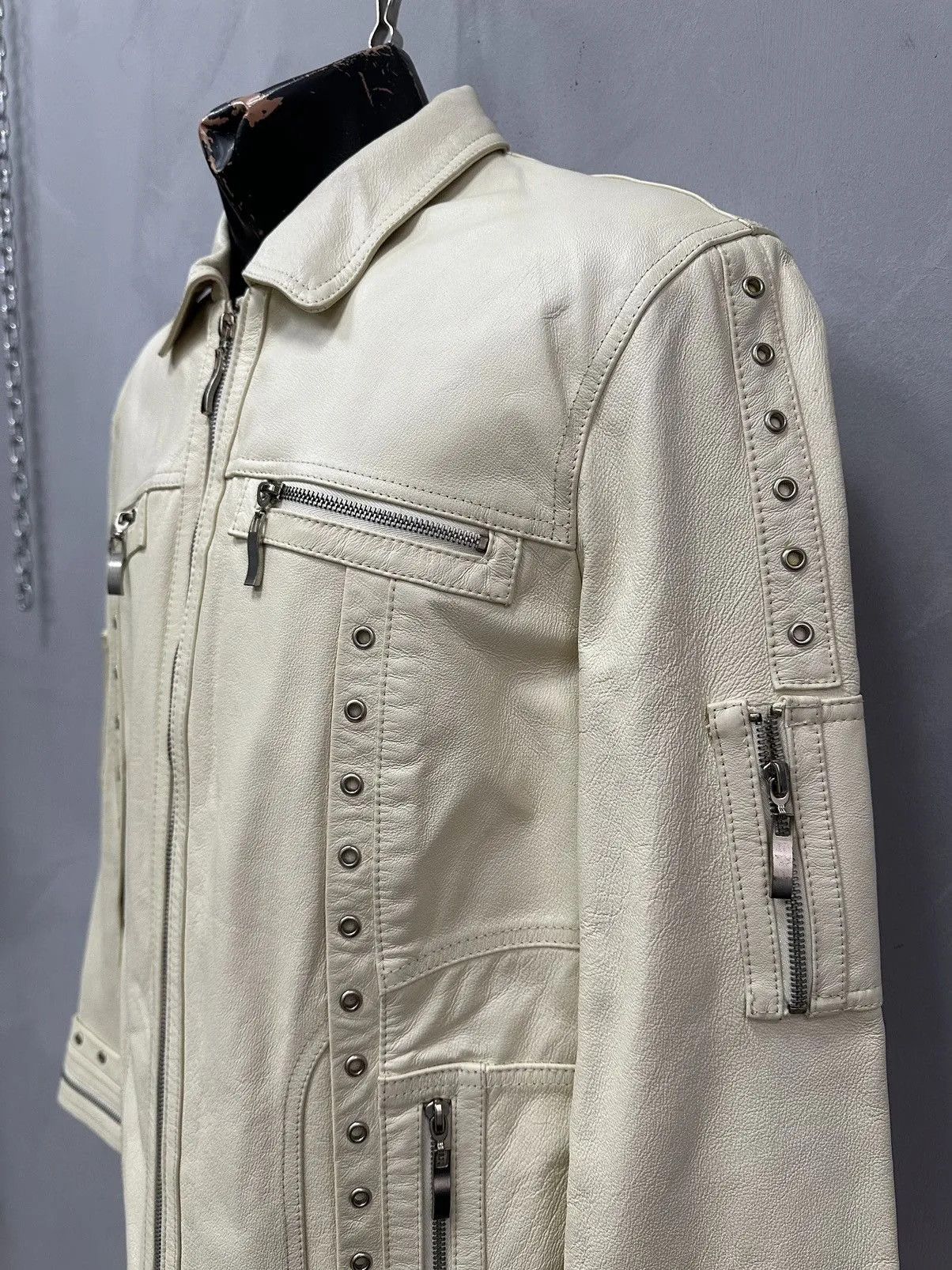 14th Addiction Vintage Leather Jacket Distressed Metal Zip Avant Garde JPG Size US L / EU 52-54 / 3 - 4 Thumbnail