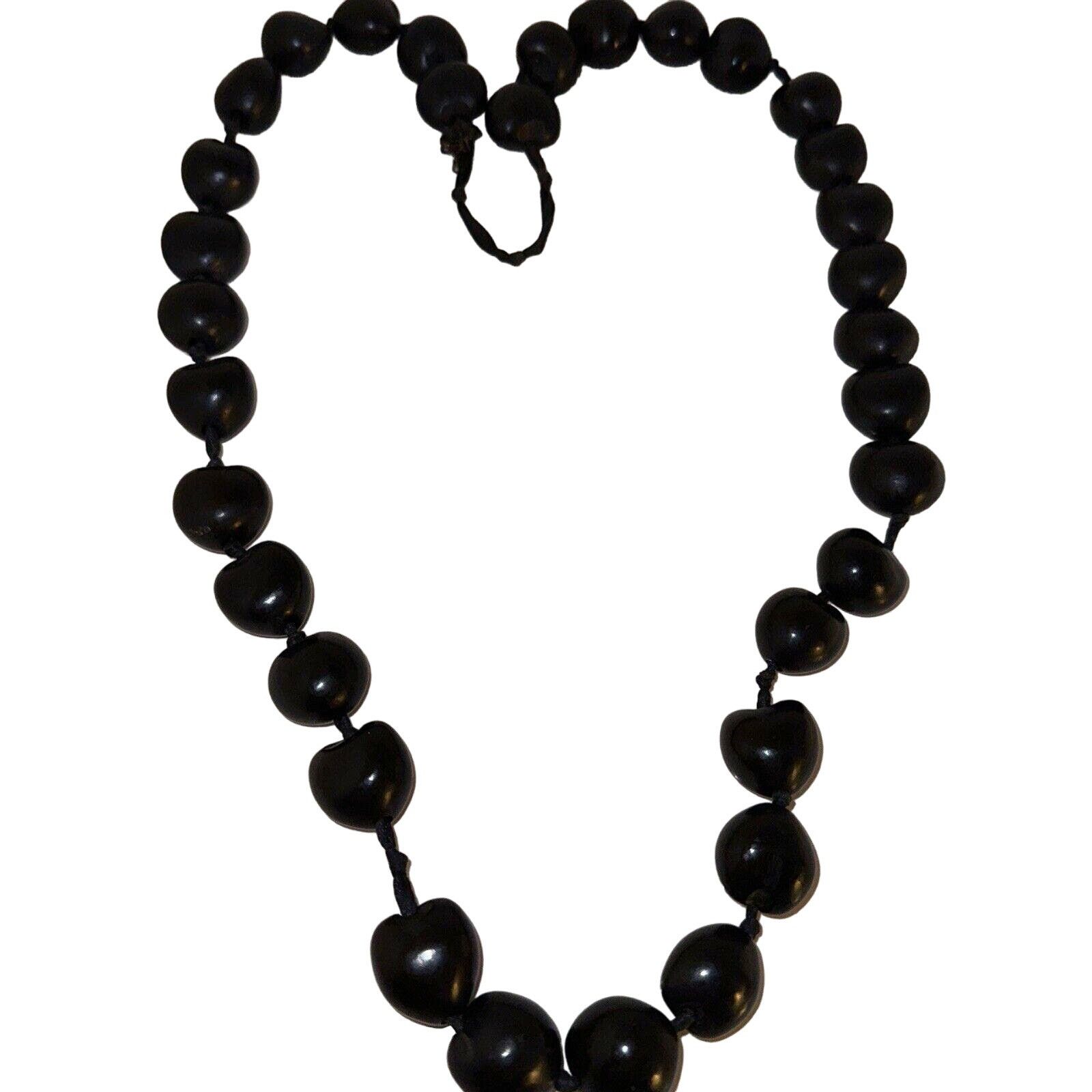 Other KUKUI NUT Lei Hawaiian Wedding Glossy Black Celebrate 32” Size ONE SIZE - 1 Thumbnail
