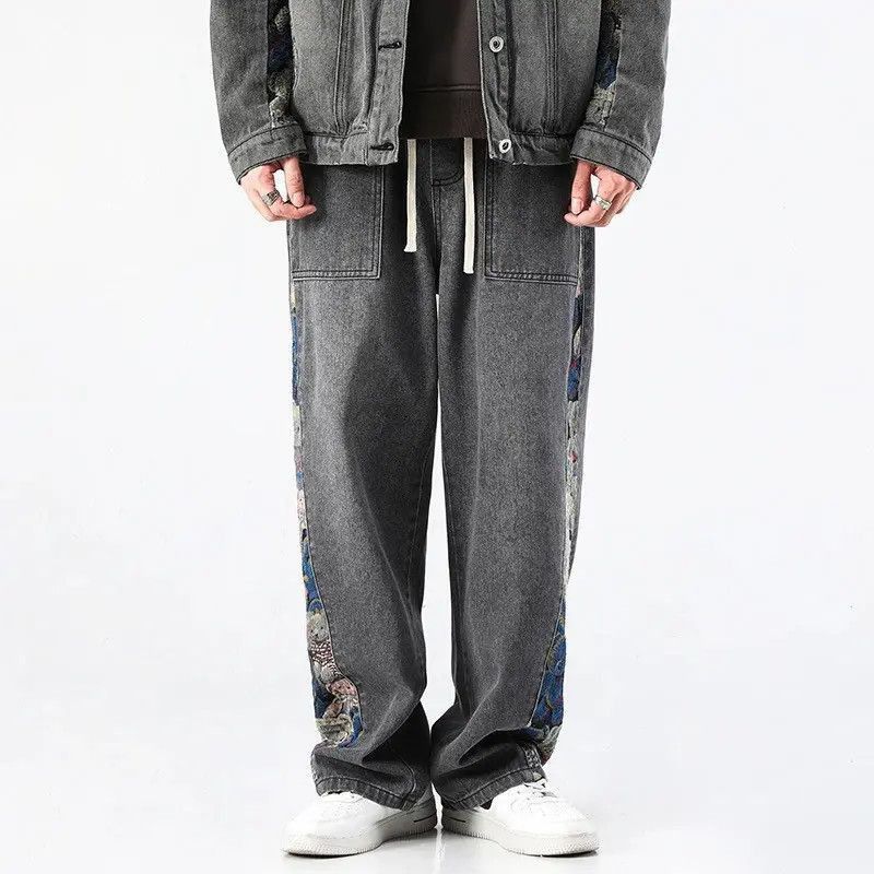 Japanese Brand Jeans baggy wide-leg with bear print outdoor hip-hop style Size US 32 / EU 48 - 5 Thumbnail